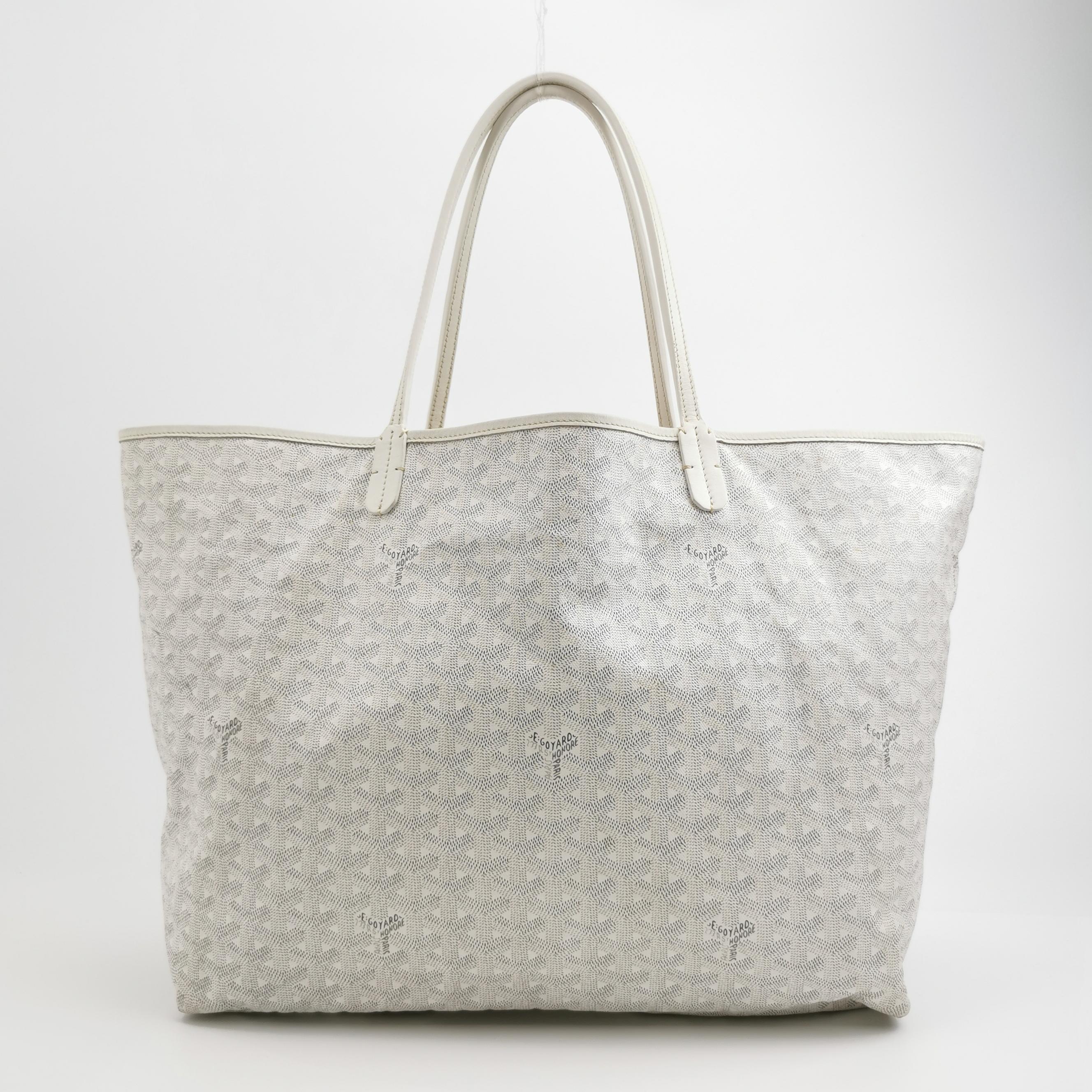 Goyard Saint Louis GM Tote Large White Goyardine Canvas 2011 Bon état - En vente à AUBERVILLIERS, FR