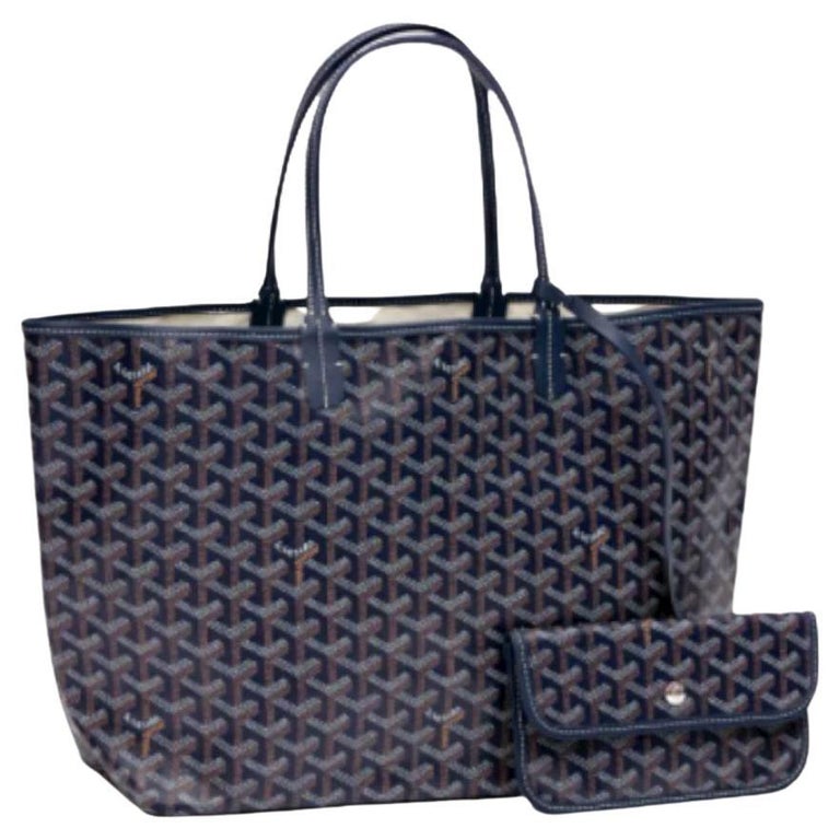233 BAG 25 IN NAVY BLUE CALFSKIN AND GOYARDINE CANVAS main image 0
