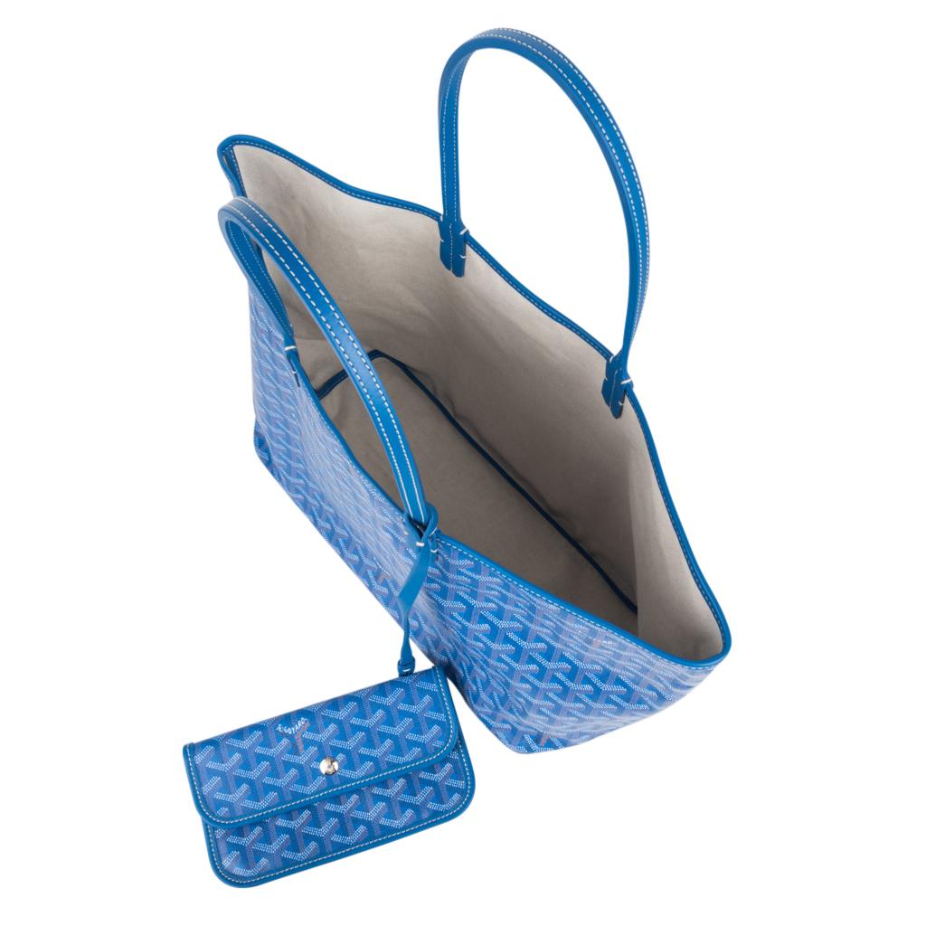 Goyard Saint Louis PM Chevron Blue Print Canvas Tote Bag 5