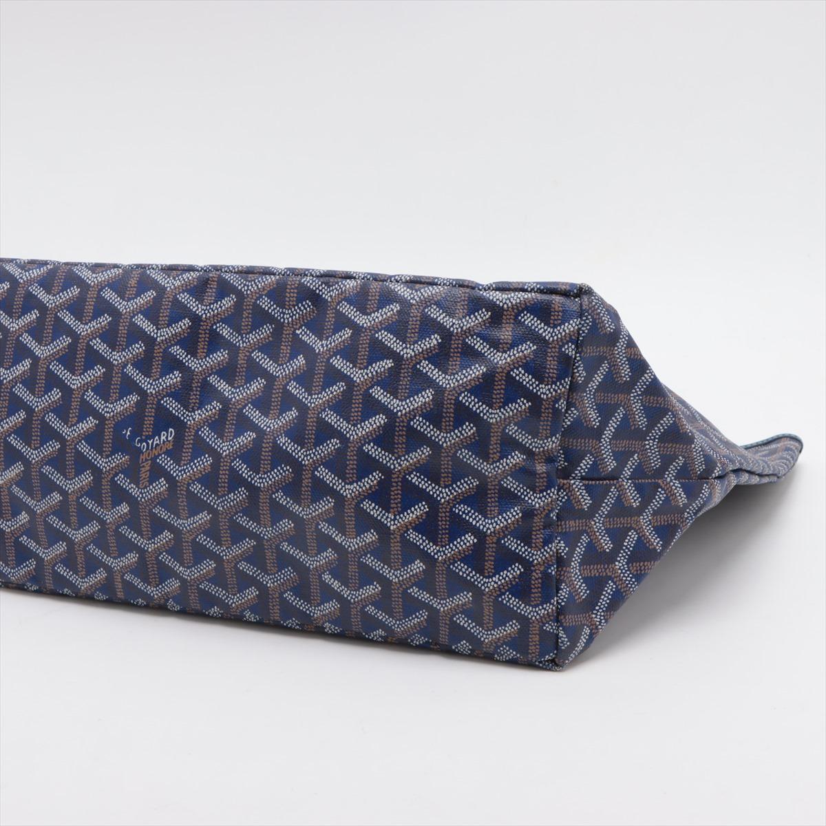 Goyard Saint Louis PM Leather Tote Bag Navy Blue In Good Condition In Humacao, PR