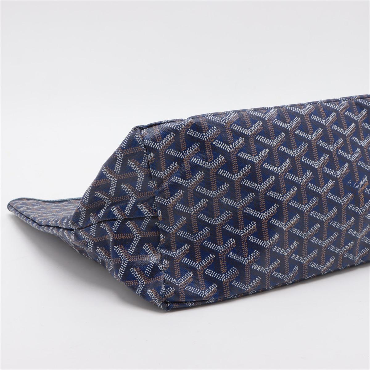 Women's Goyard Saint Louis PM Leather Tote Bag Navy Blue