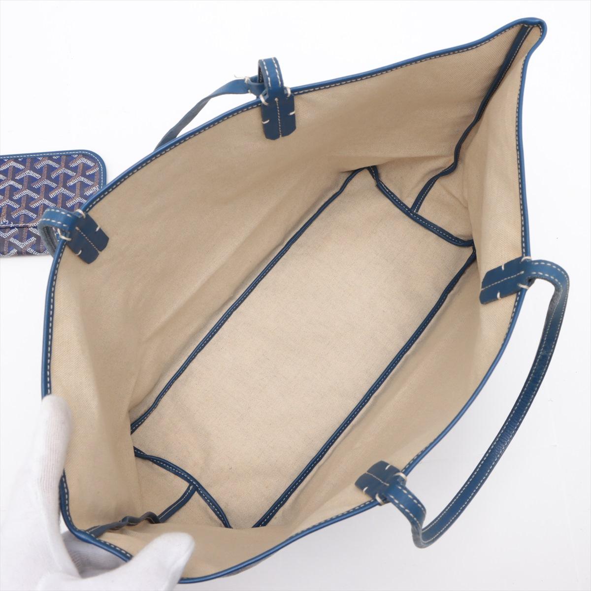 Goyard Saint Louis PM Leather Tote Bag Navy Blue 2
