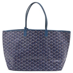 Goyard Saint Louis PM Leather Tote Bag Navy Blue