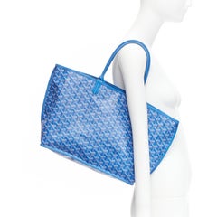 GOYARD Saint Louis PM Reversible blue leather canvas monogram top handle tote