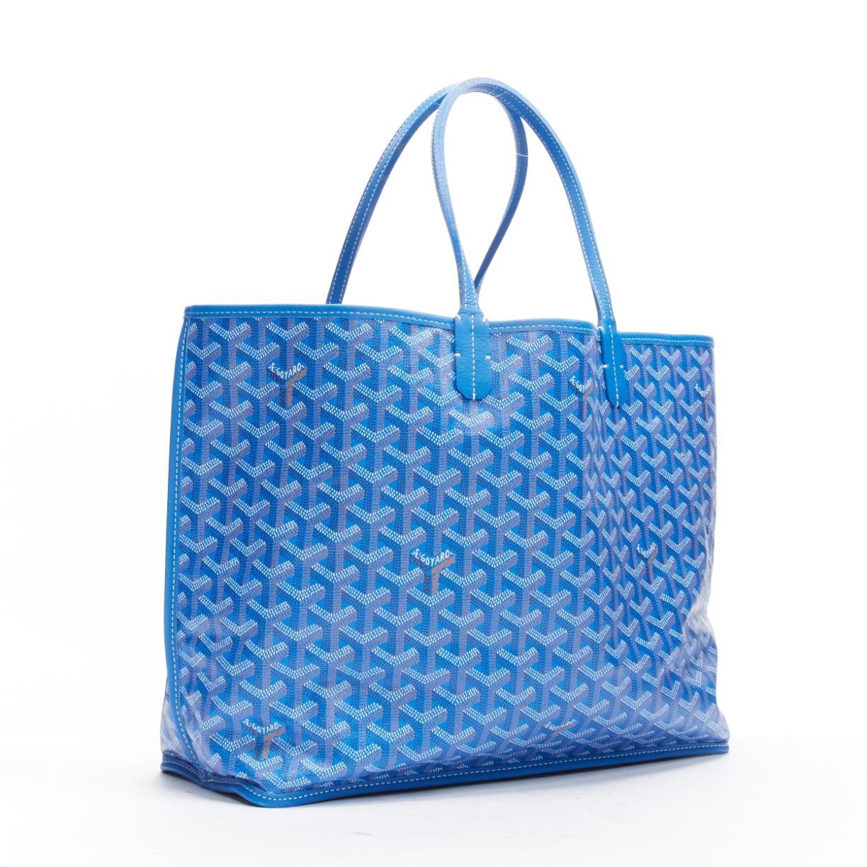 GOYARD Saint Louis PM Reversible blue leather canvas monogram top handle tote In Excellent Condition In Hong Kong, NT