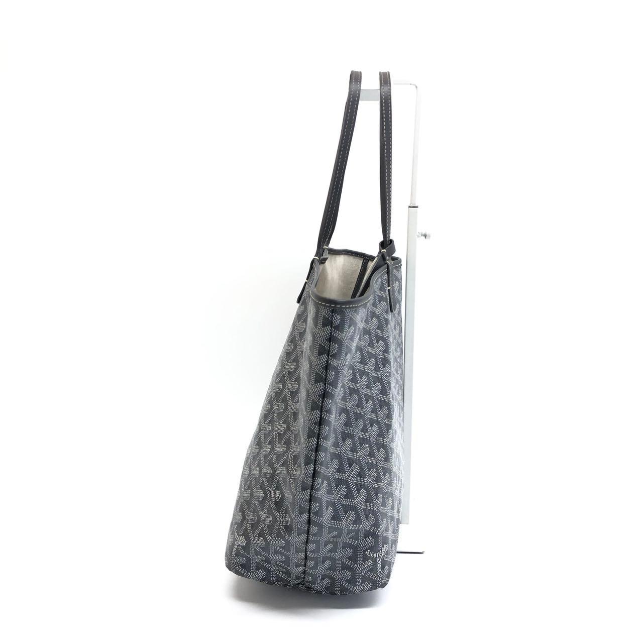 Goyard Saint Louis PM Tote Medium Grau Goyardine Segeltuch 2019 im Zustand „Gut“ im Angebot in AUBERVILLIERS, FR
