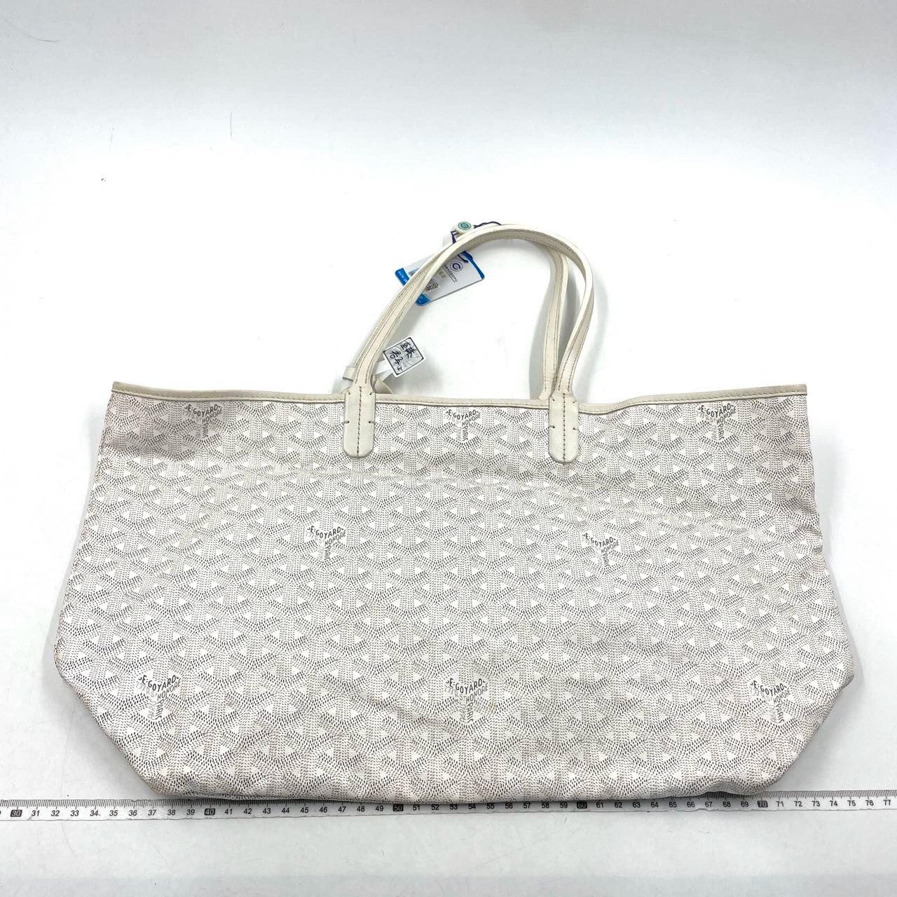 Goyard Saint Louis PM Tote Medium White
 These are professional photos of the actual bag offered by Luxbags.
 Condition: Very good condition with minor stains on the inside and around the corners. 
 Brand: Goyard
 Model: Saint Louis Tote
 Origin
