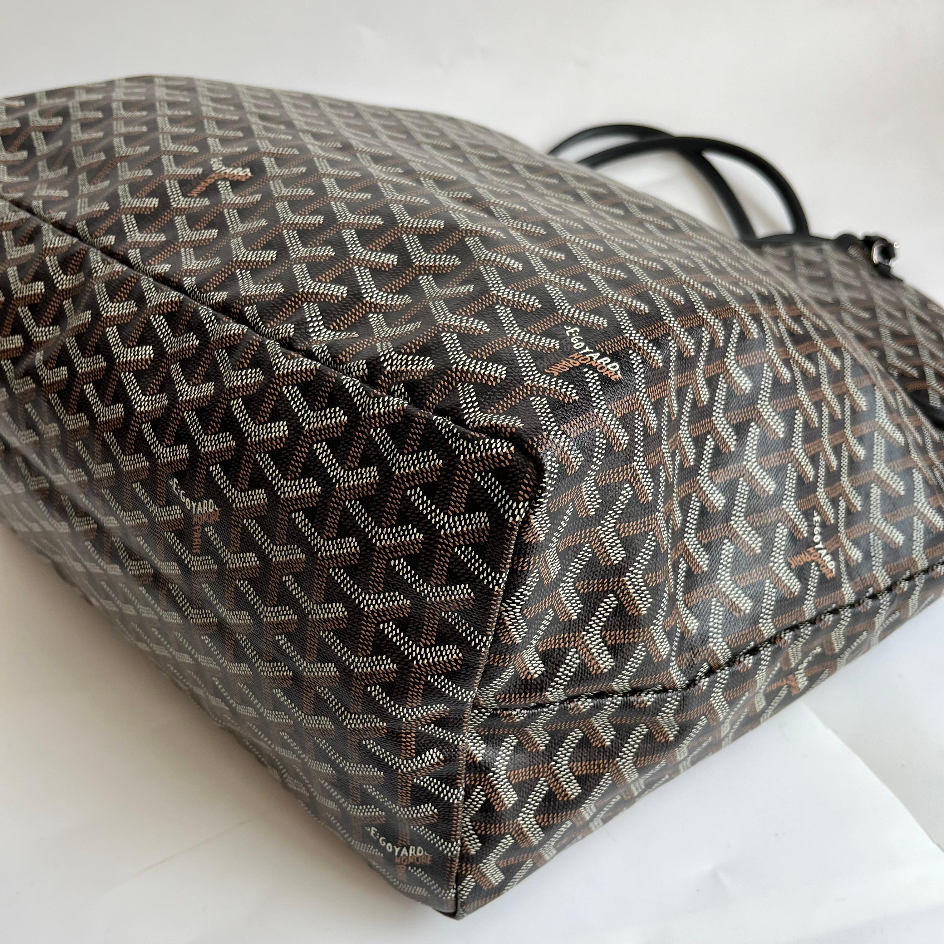 Goyard Saint Louis Tote Large GM Black Goyardine Canvas 2019 en vente 7