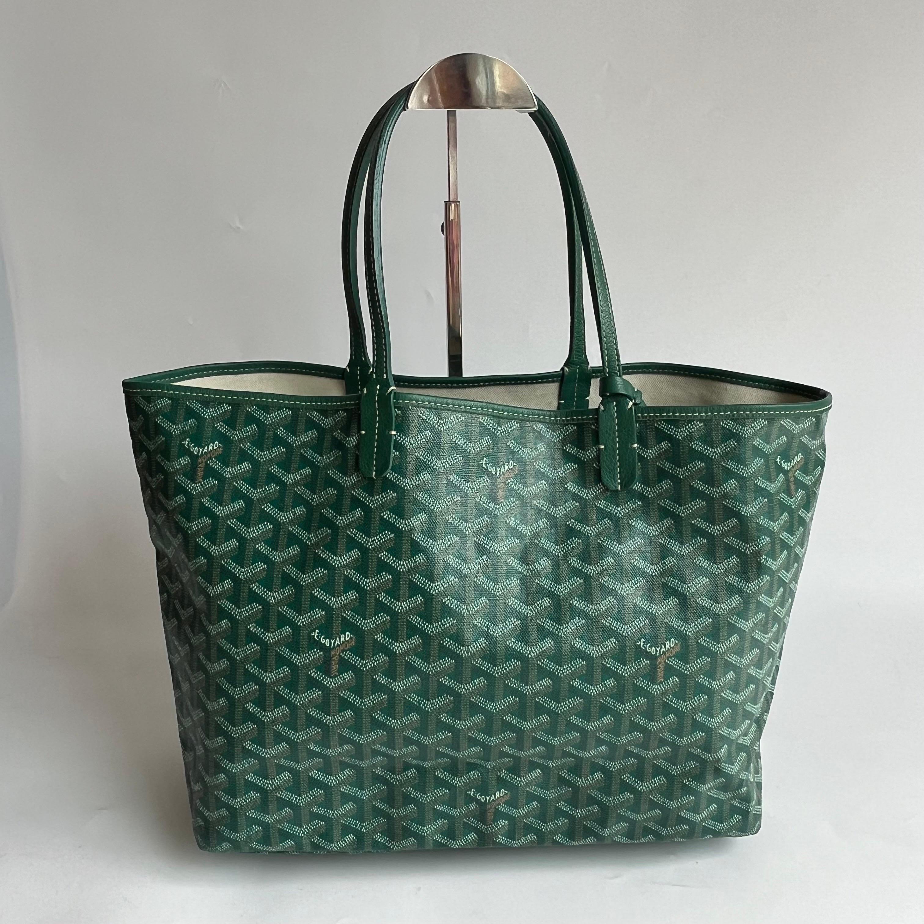 Condition: VERY GOOD

Very good condition with minor stains on the inside and rubbing around the corners. Light cracks along the handle wax. 

DETAILS
Brand: Goyard
Model: Saint Louis Tote
Origin Country: France
Size (Specific): PM medium
Interior