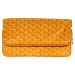 Goyard Saint Marie Clutch Bag Yellow Coated Canvas Travel Pouch Filer Holder Sac
