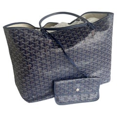 Goyard Saint PM Medium Tote 2014 Navy Goyardine Canvas