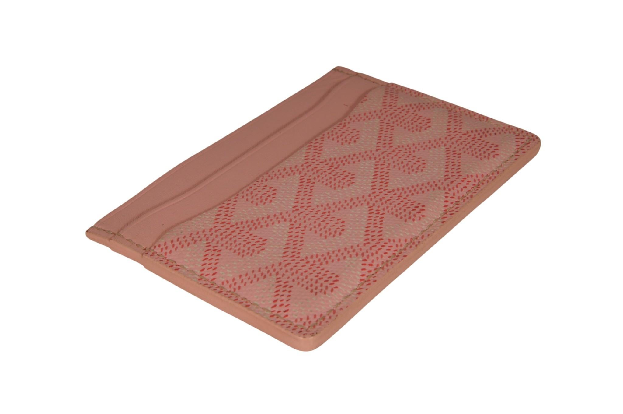 Rose Goyard Saint Sulpice Card Holder Pink Card Wallet Money Travel Coated Canvas en vente