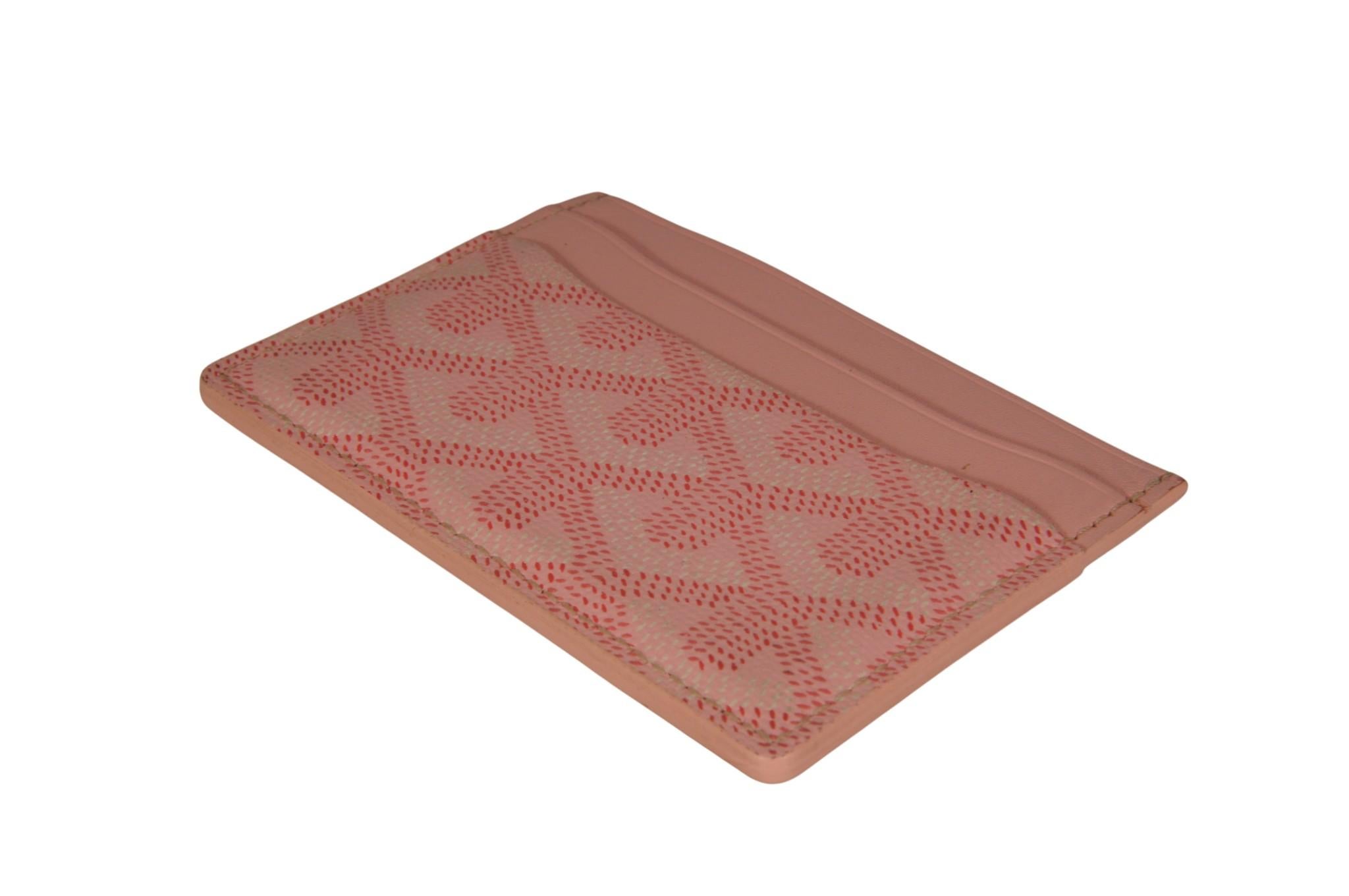 Goyard Saint Sulpice Card Holder Pink Card Wallet Money Travel Coated Canvas Excellent état - En vente à North Miami, FL