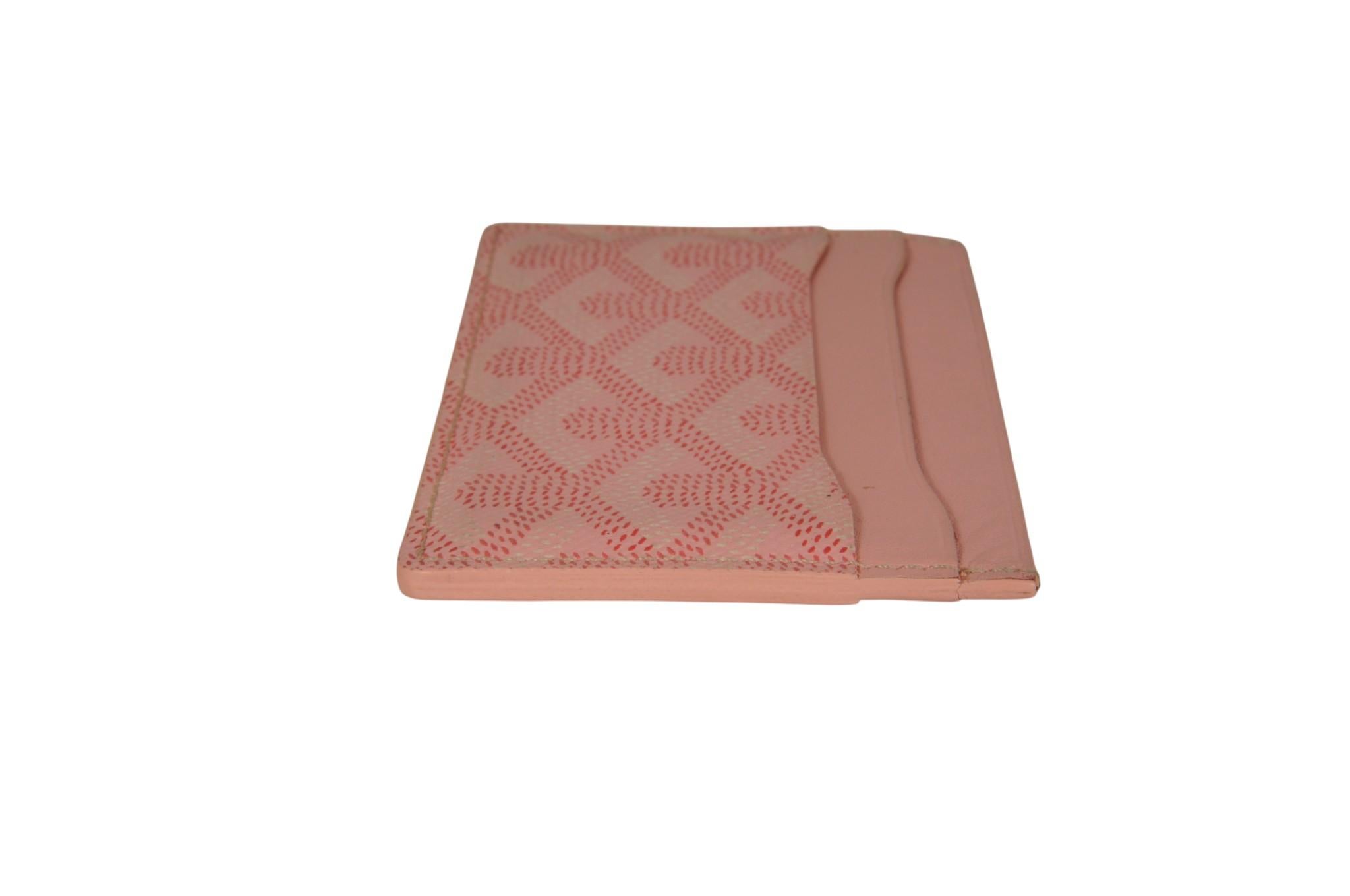 Goyard Saint Sulpice Card Holder Pink Card Wallet Money Travel Coated Canvas Unisexe en vente