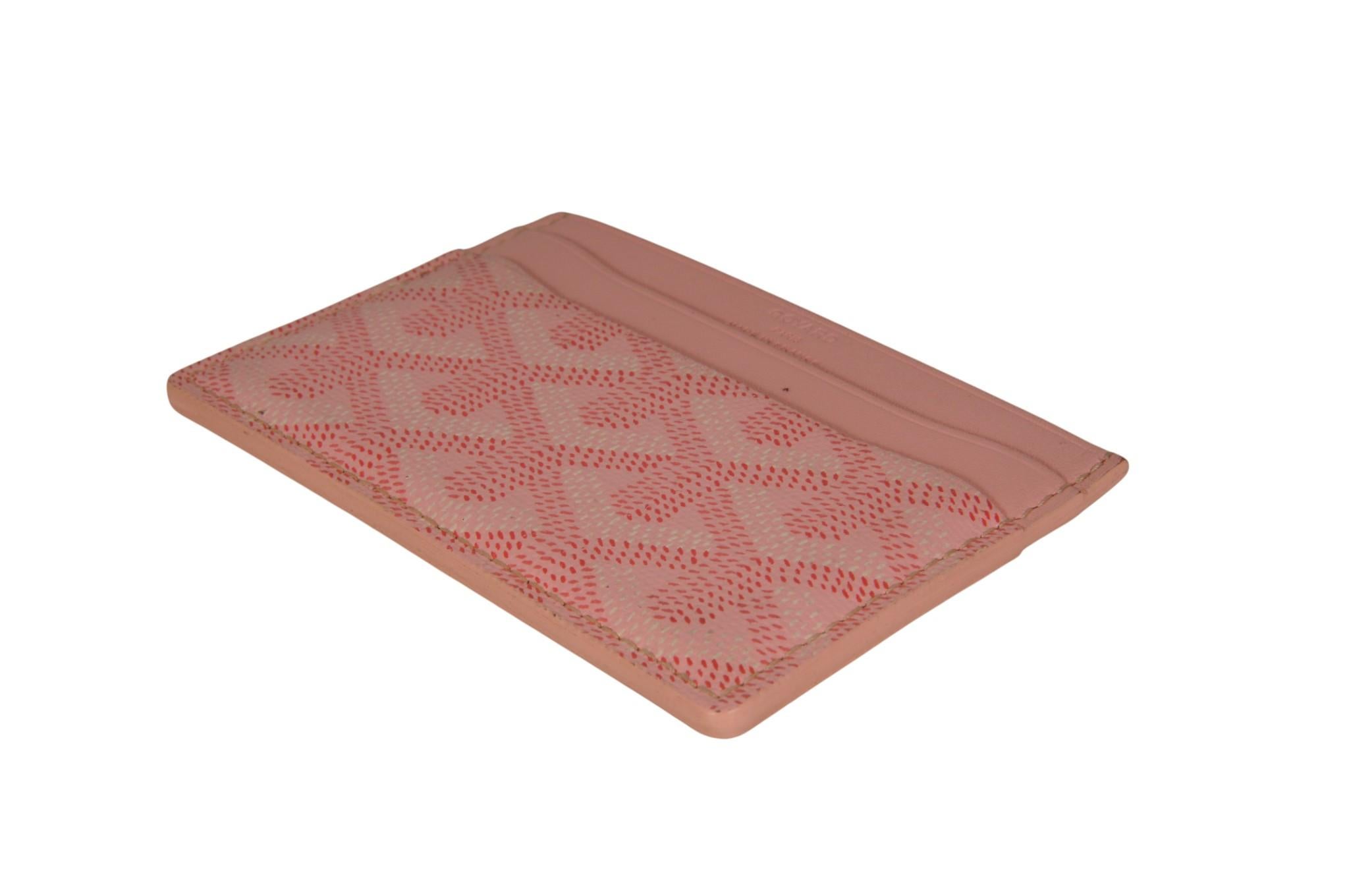Goyard Saint Sulpice Card Holder Pink Card Wallet Money Travel Coated Canvas en vente 3