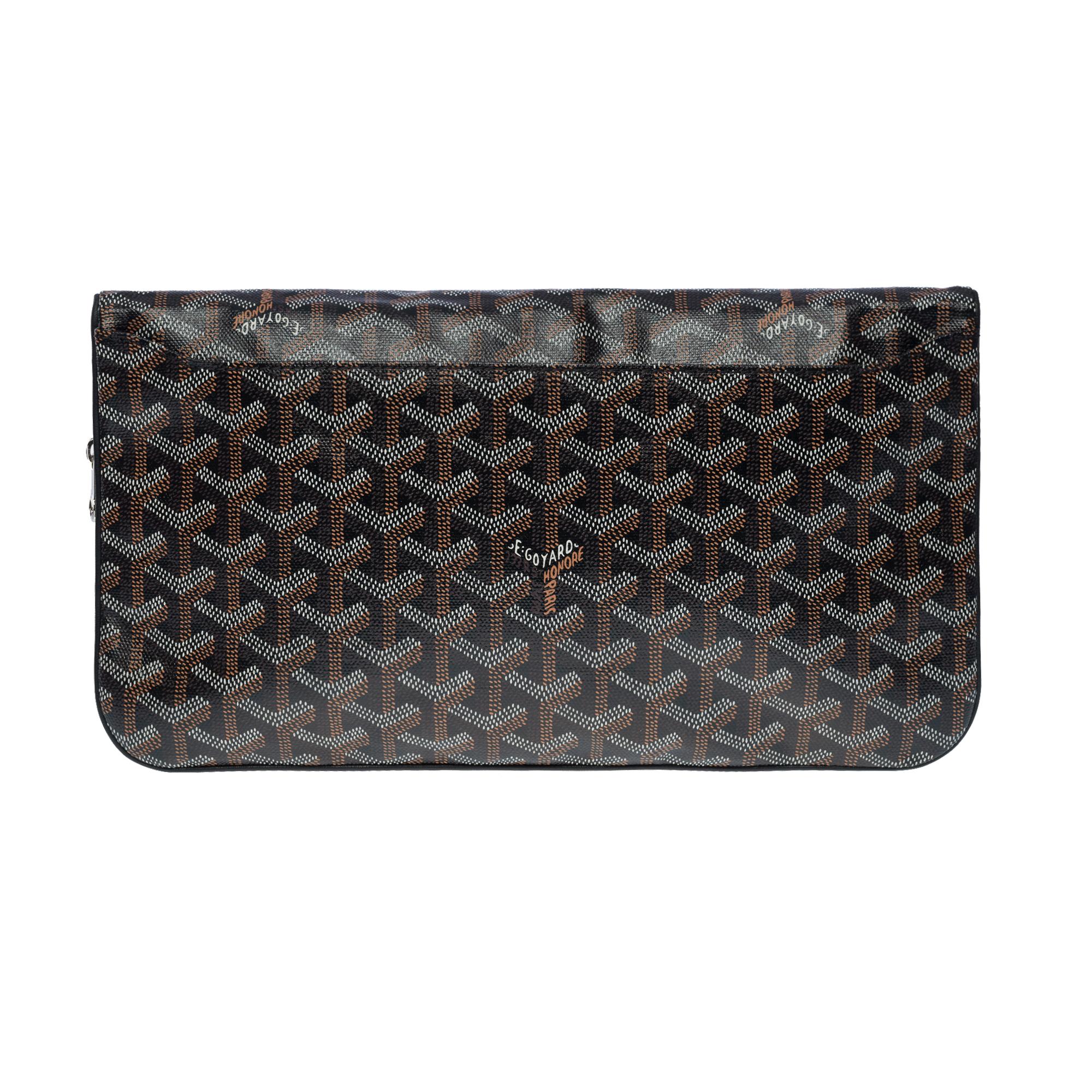 GOYARD SAINTE MARIE MM PVC Leather Clutch Bag Second Pouch Brown Black Used  F/S