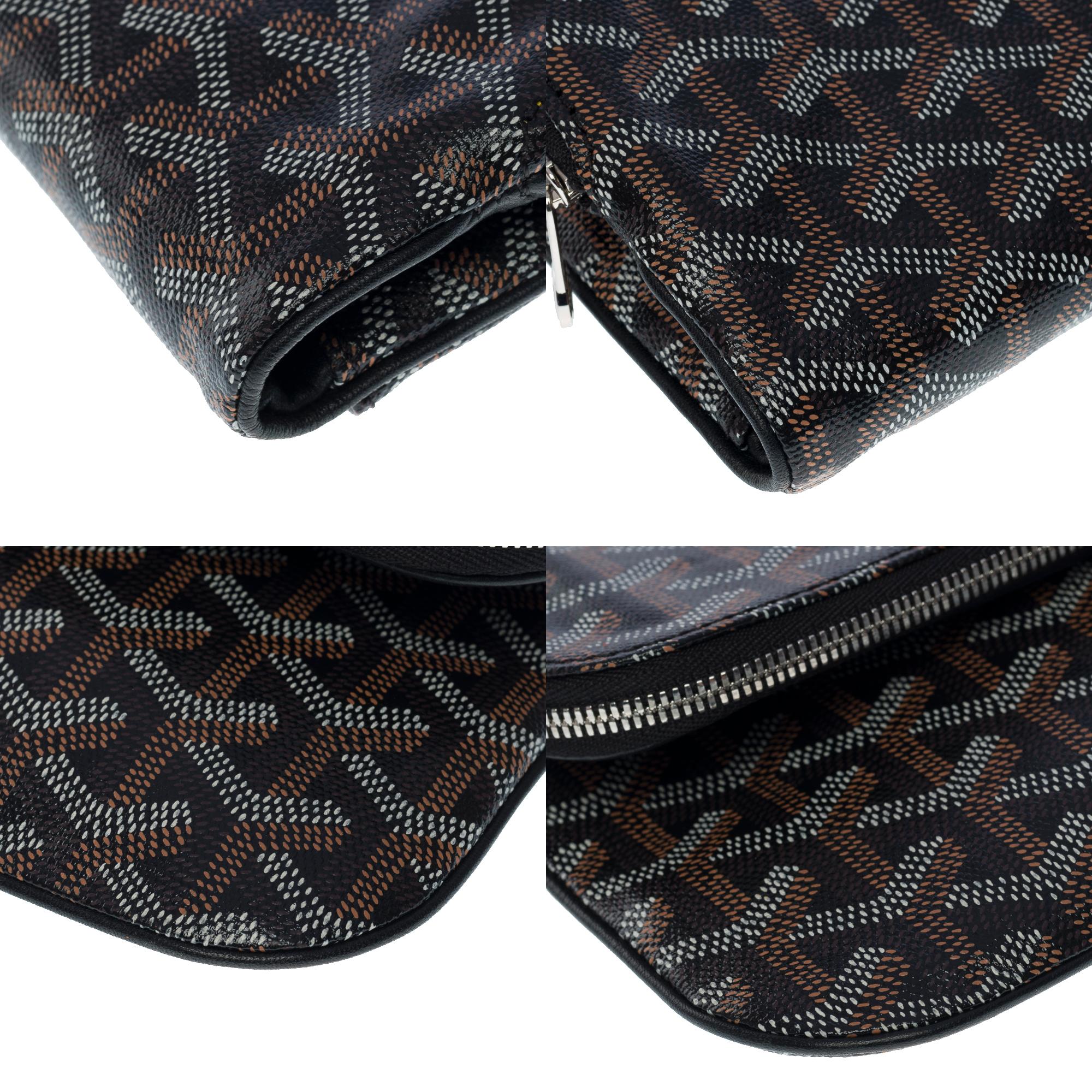 Goyard Sainte-Marie MM Clutch in black and brown Goyardine canvas/leather , SHW 2