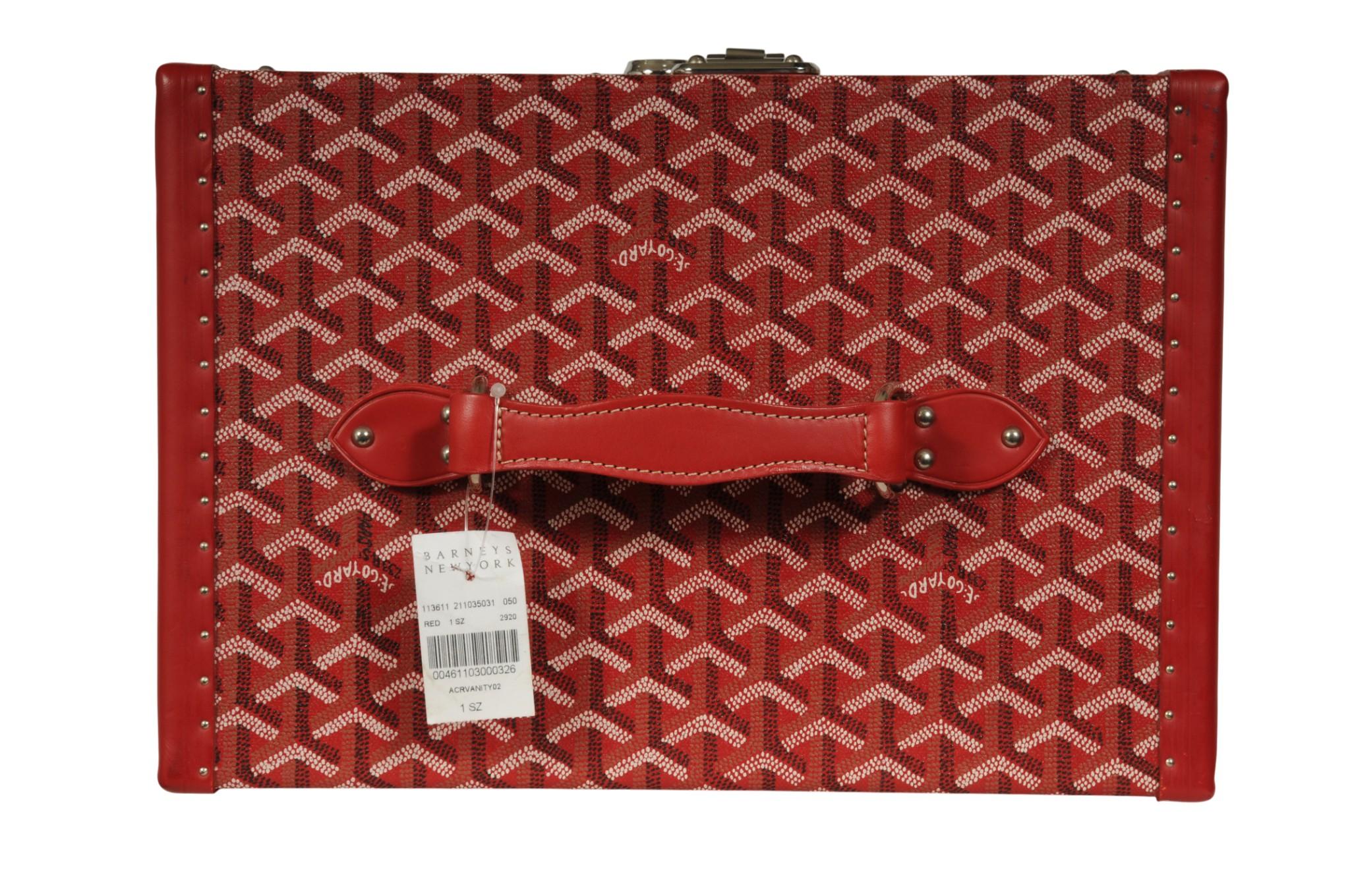 Goyard Sardaigne Vanity Zug Fall Storage Box Hard Sided Travel Trunk Red Siver im Angebot 11
