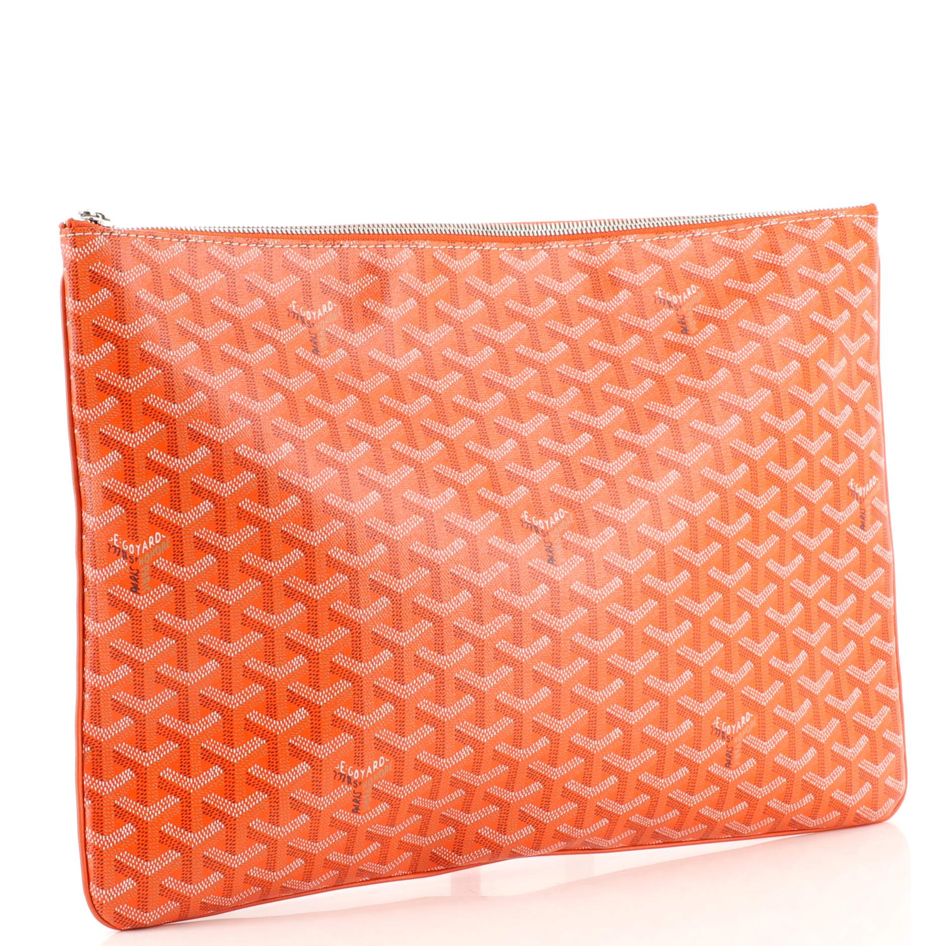 Orange Goyard Senat Zip Pouch Coated Canvas GM