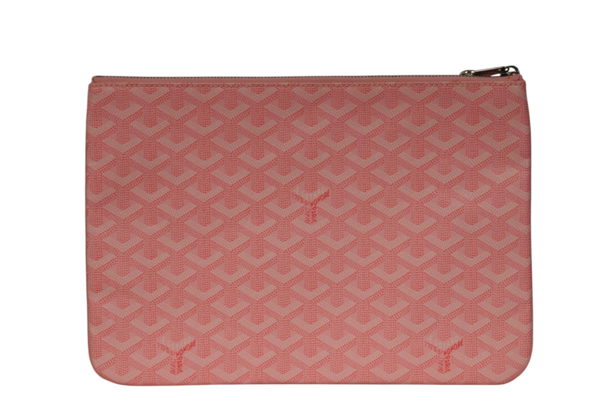 Goyard Senate MM Pouch Rosa Sakura Rosa Bolso Embrague Lienzo Estucado Zip Top Wallet en Nuevo estado para la venta en North Miami, FL