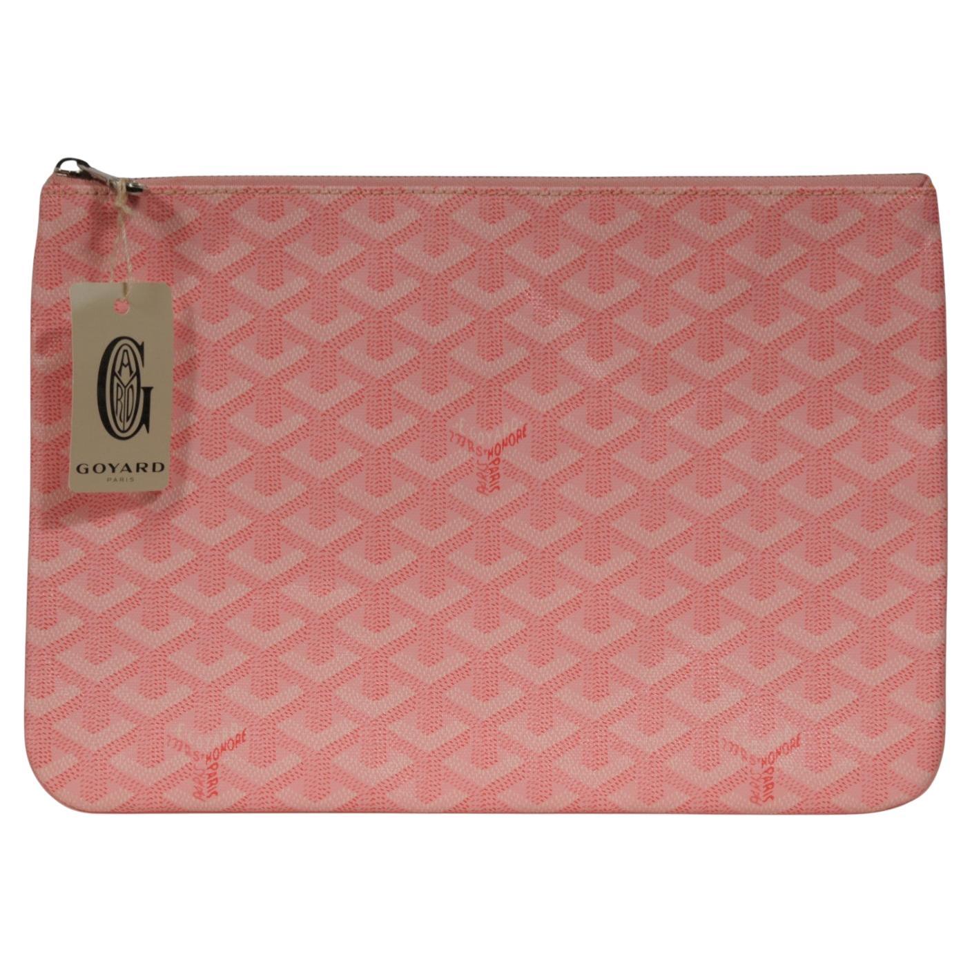 Goyard Senate MM Pouch Rose Sakura Pink Clutch Bag Coated Canvas Zip Top Wallet