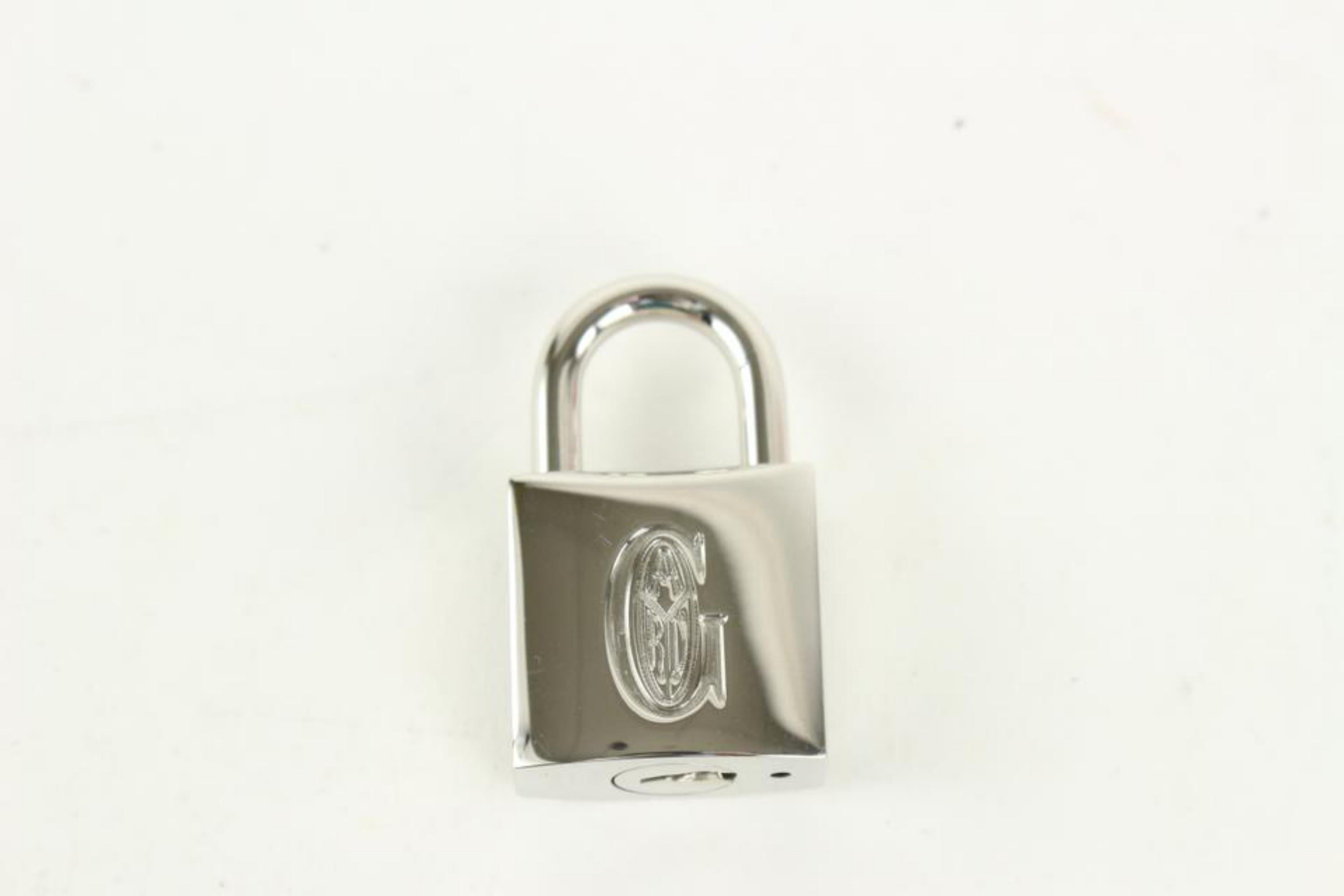 Beige Goyard Silver Lock and Key Set Cadena Bag Charm 1012gy30
