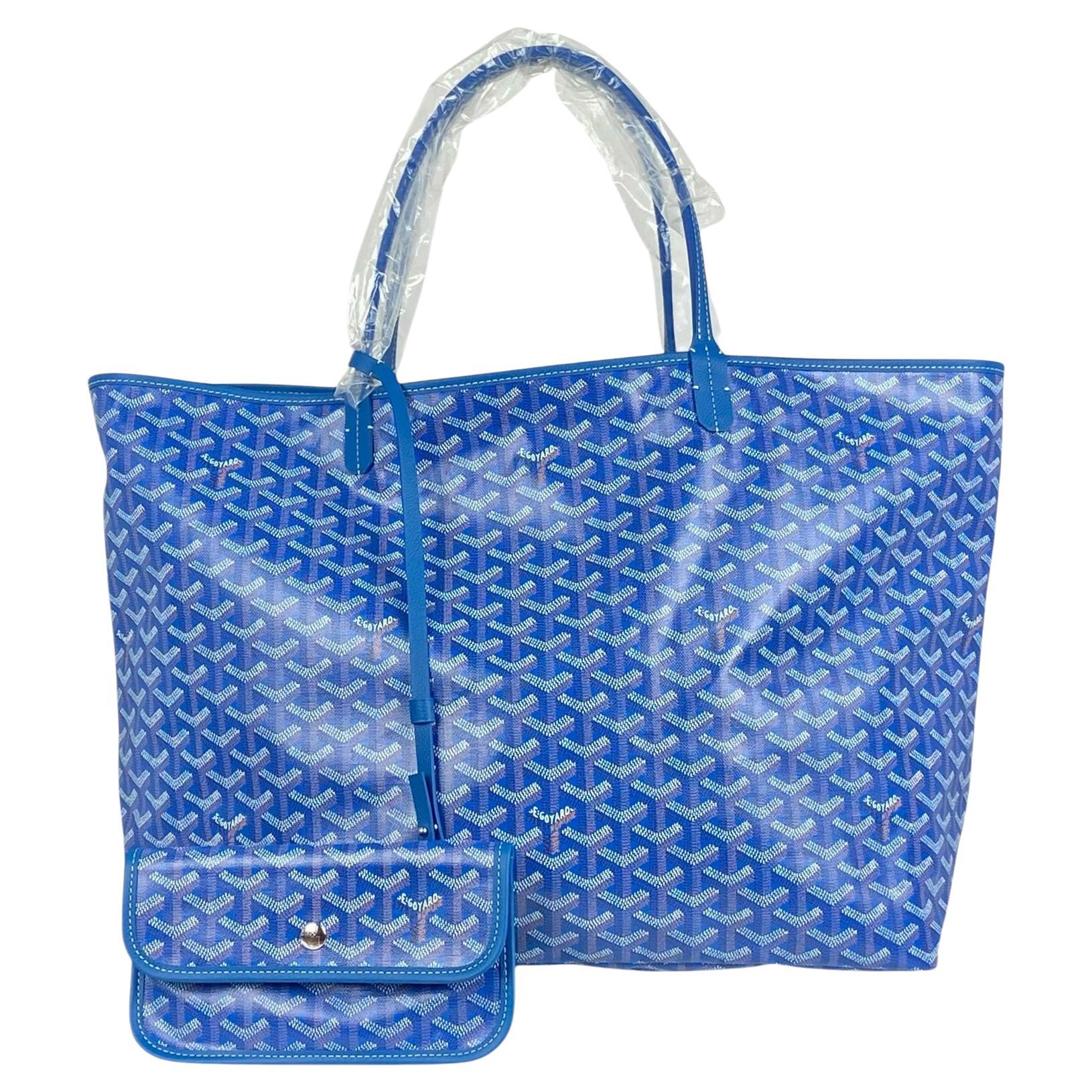 Goyard Sky Blue Goyardine Canvas St. Louis GM Tote Bag