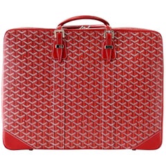 Goyard Soft Red Signature Monogram Majordome 50 Palladium Fittings Suitcase 