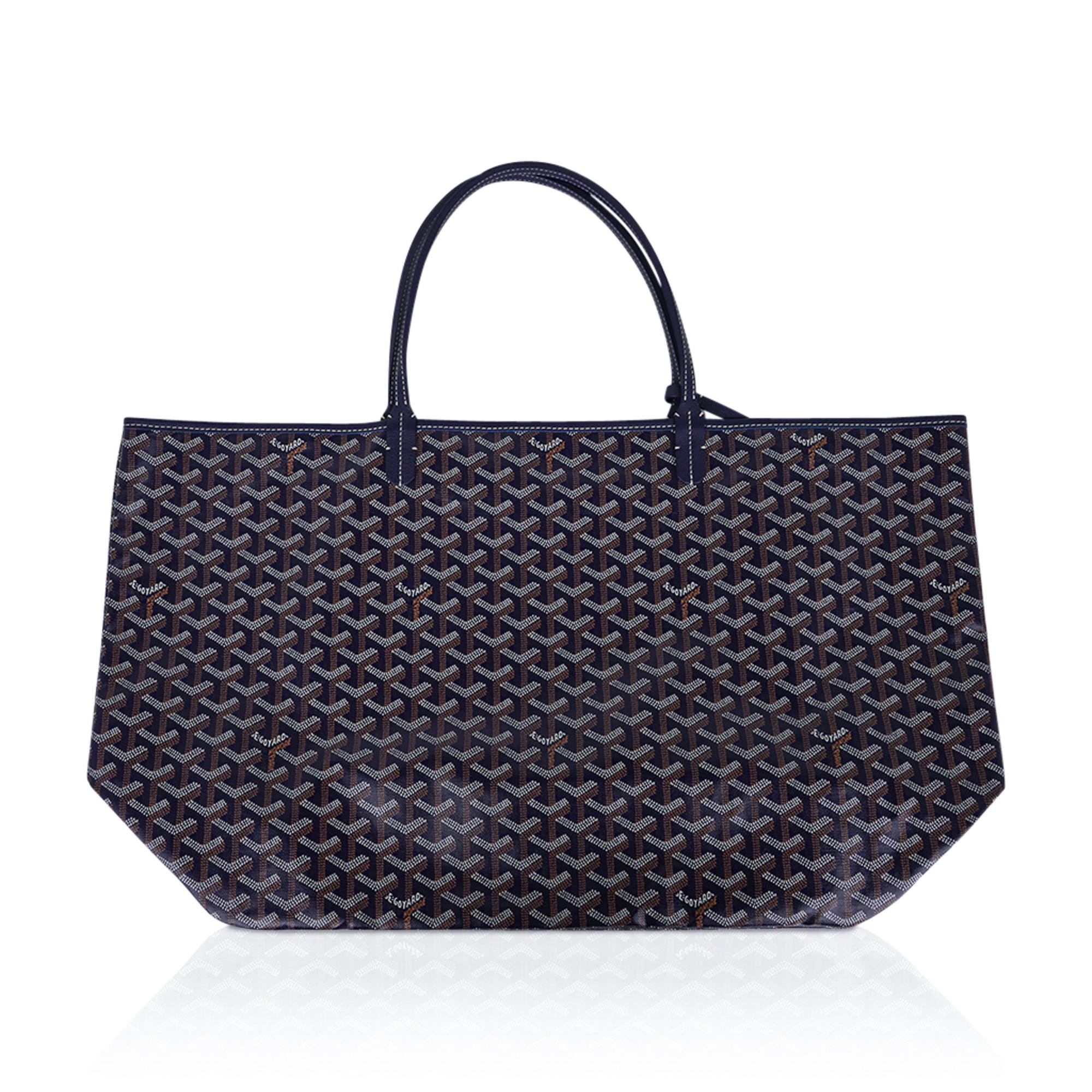 Goyard St. Louis GM Bag Navy Blue Chevron Tote 1