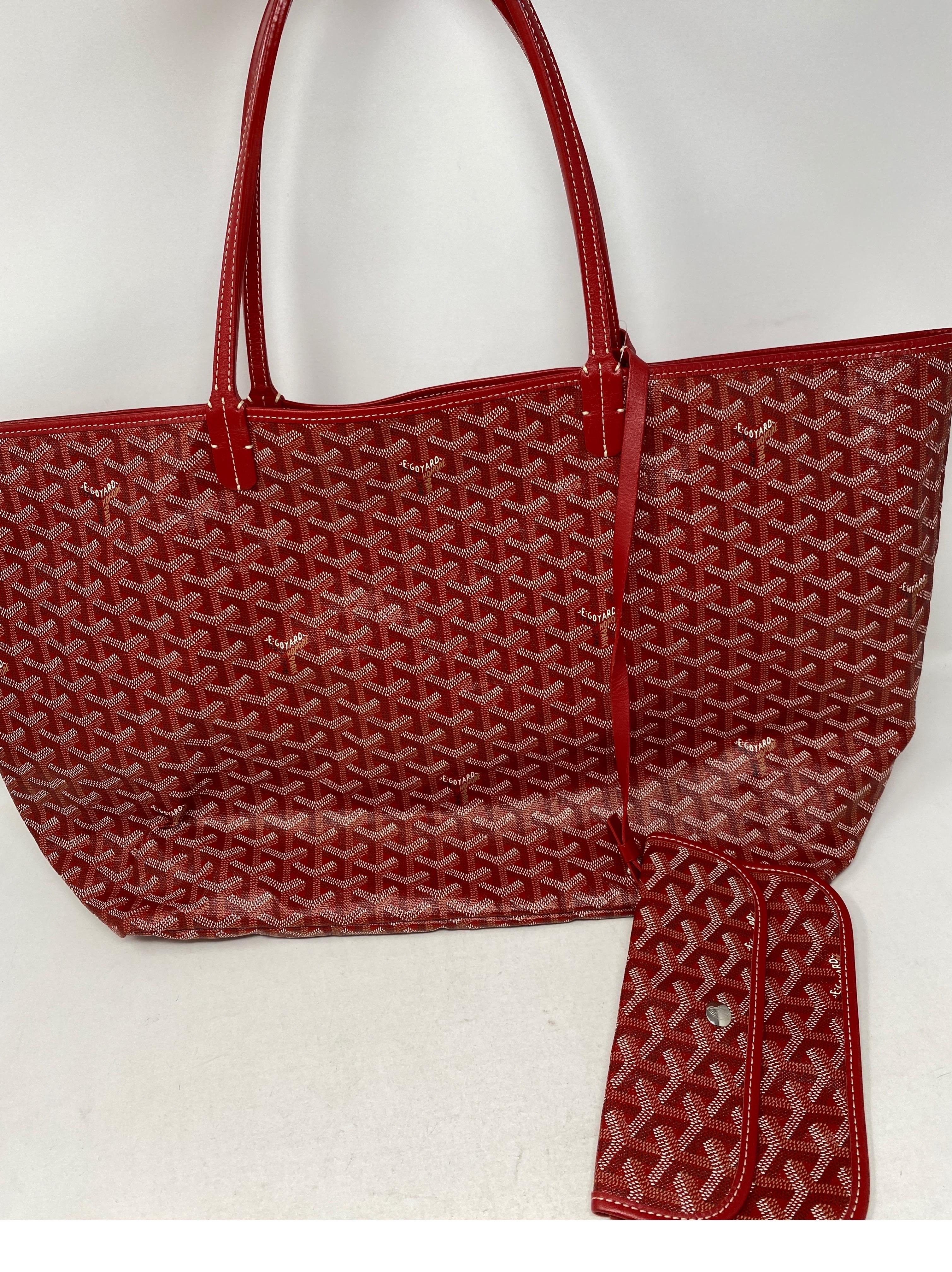 Goyard St. Louis GM Red Tote Bag. Mint like new condition. Most wanted Goyard bag in GM large size. Includes pouch. Guaranteed authentic.