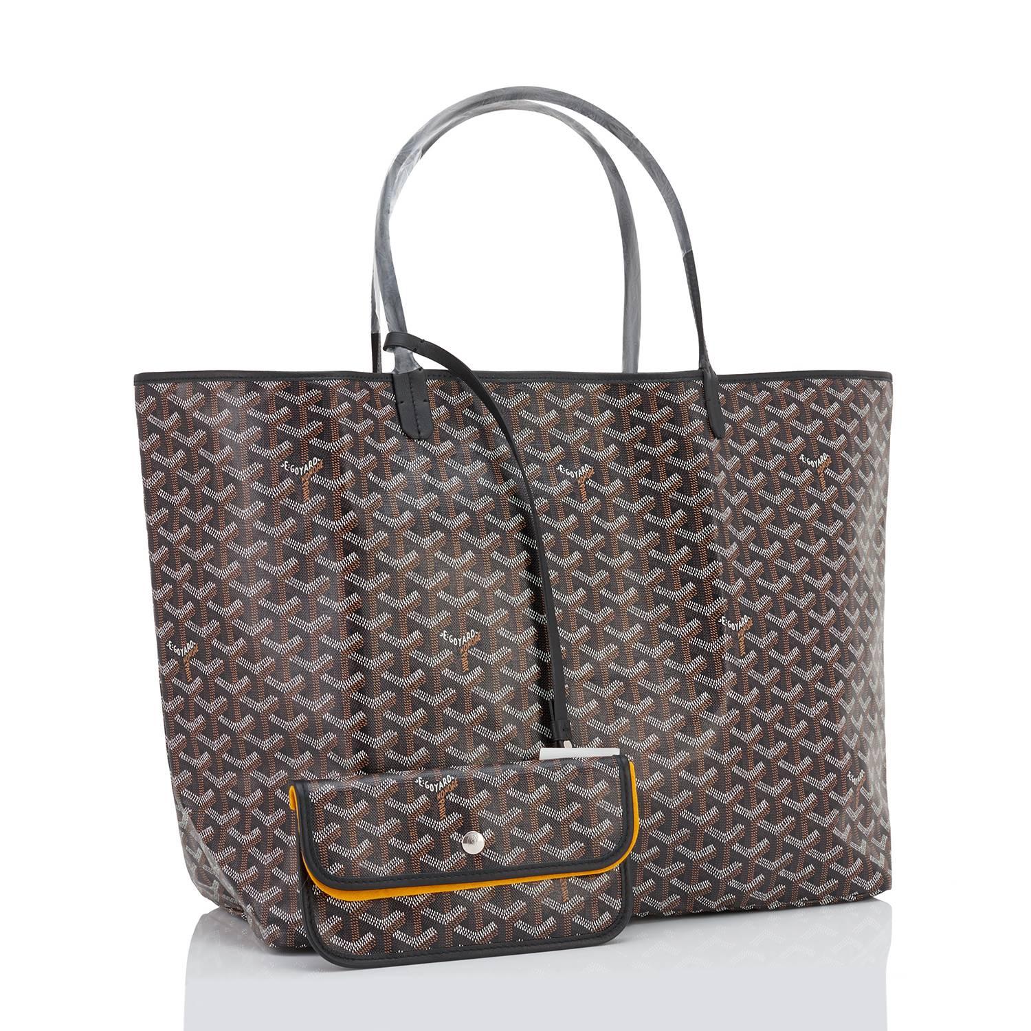 Goyard St Louis GM Tote Black Chevron Bag Chic In New Condition In New York, NY