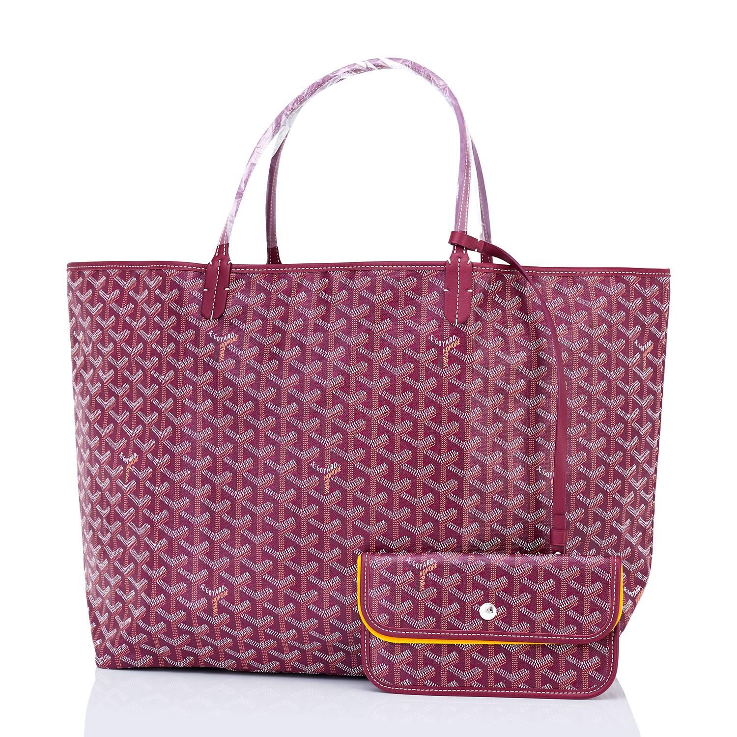 Goyard St Louis Tote Burgundy Chevron Bag GM
Brand New.  Store Fresh. Pristine Condition (with plastic on handles)
Perfect gift! Comes with yellow Goyard sleeper, inner organizational pochette with inner yellow protective felt.
This is the