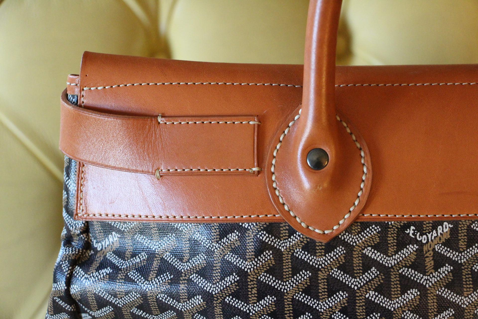 Goyard Steamer Bag in Canvas and Leather In Excellent Condition In Saint-ouen, FR