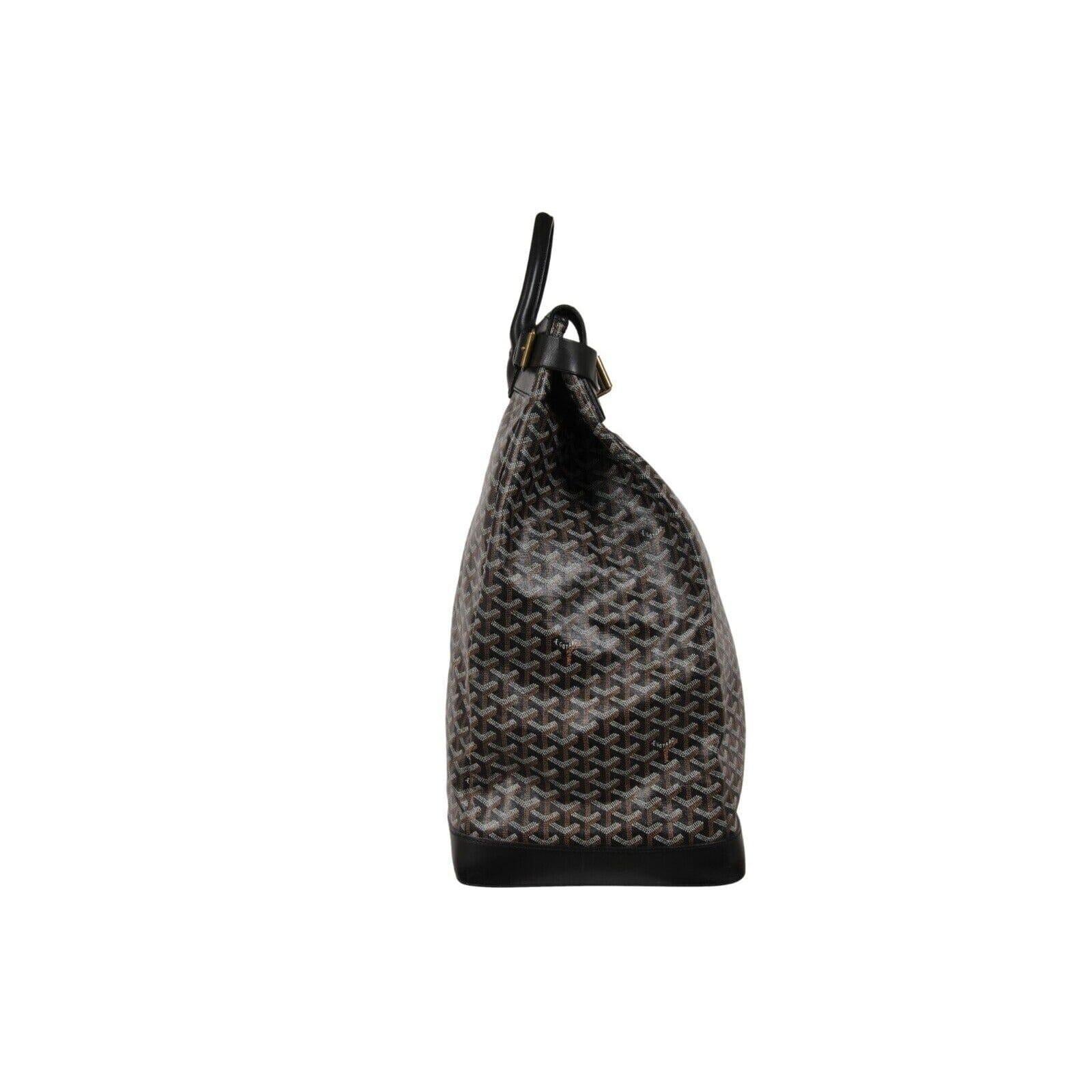 Goyard Steamer GM Black Leather Travel Carry On Weekend Tote Weeekend Duffle Bag For Sale 6