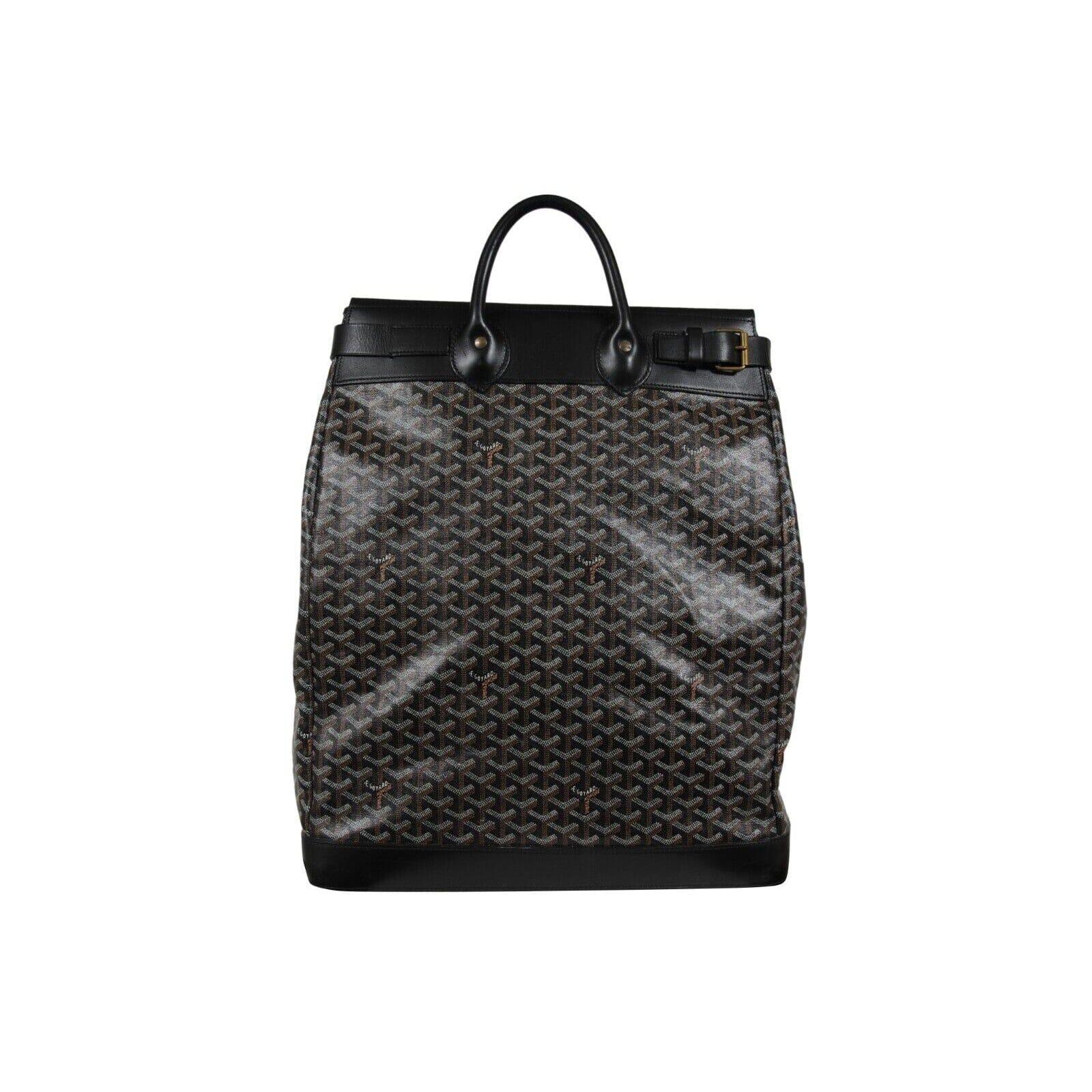 Goyard Steamer GM Black Leather Travel Carry On Weekend Tote Weeekend Duffle Bag For Sale 7