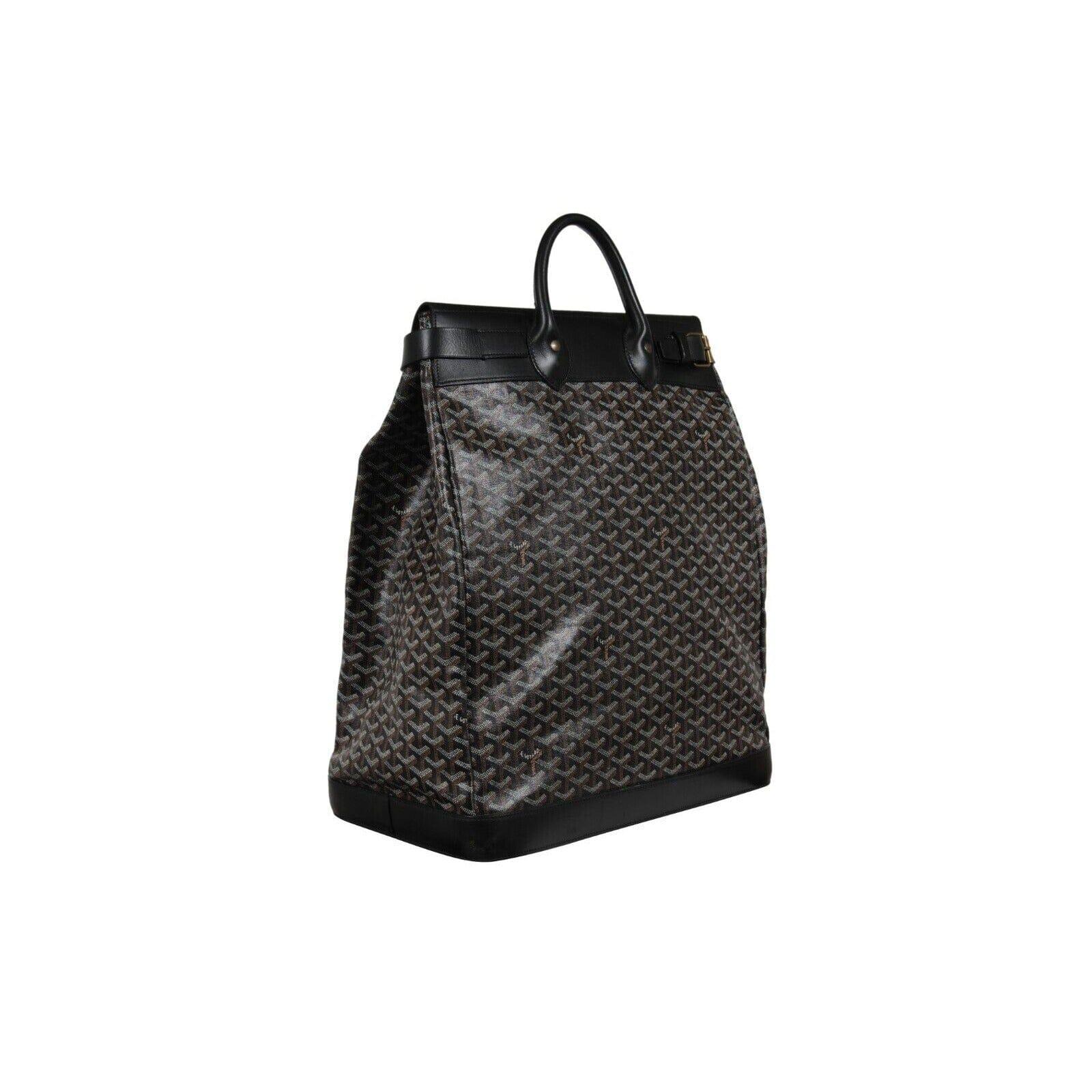 Goyard Steamer GM Black Leather Travel Carry On Weekend Tote Weeekend Duffle Bag For Sale 9