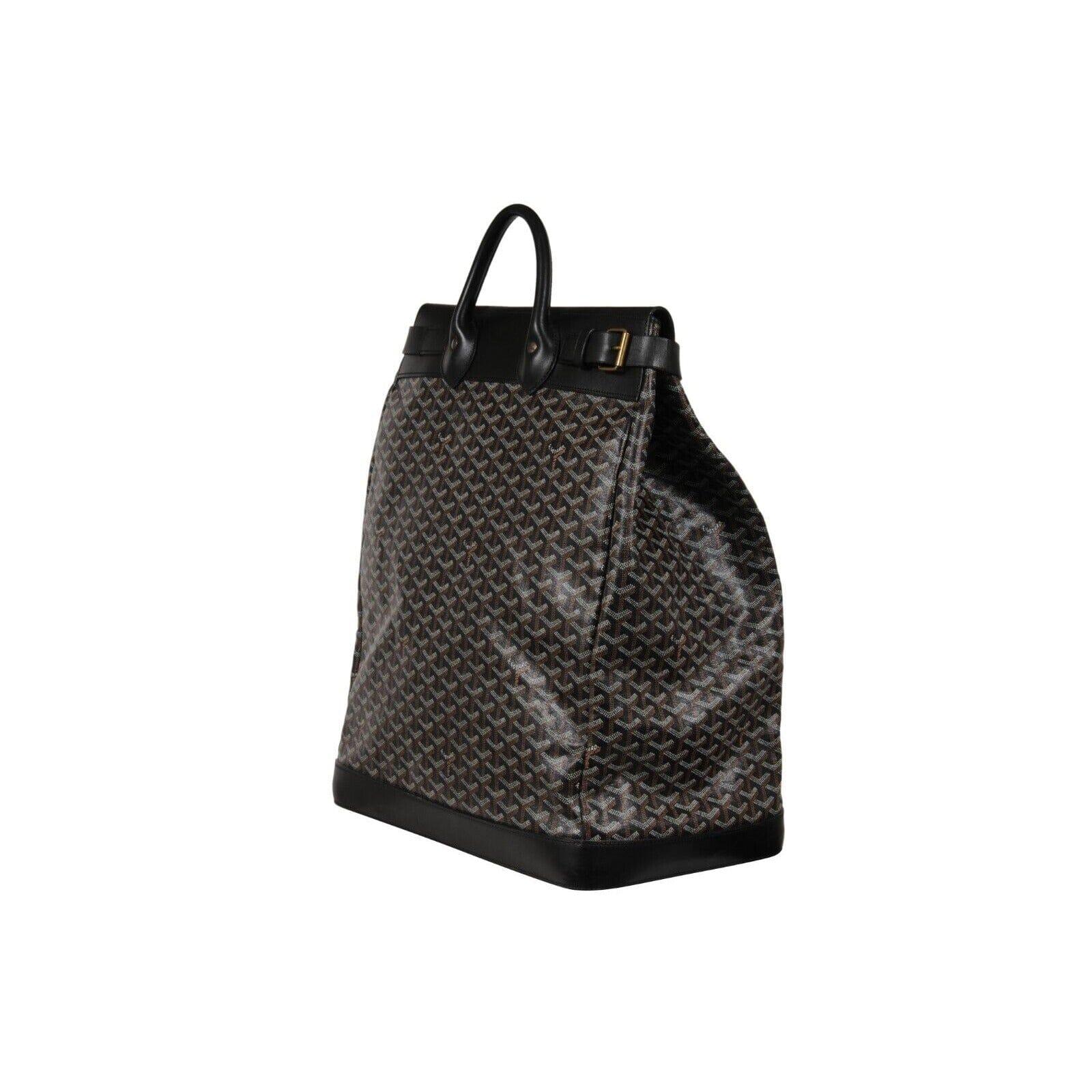 Women's or Men's Goyard Steamer GM Black Leather Travel Carry On Weekend Tote Weeekend Duffle Bag For Sale