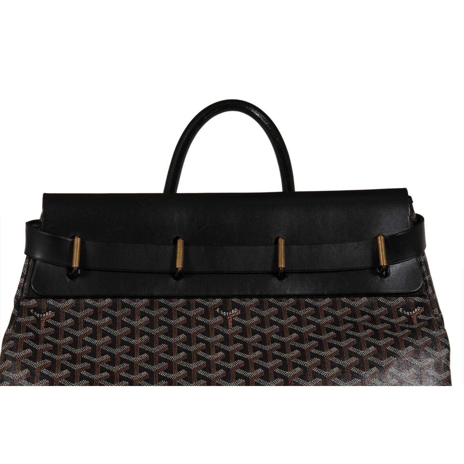 Goyard Steamer GM Black Leather Travel Carry On Weekend Tote Weeekend Duffle Bag For Sale 1