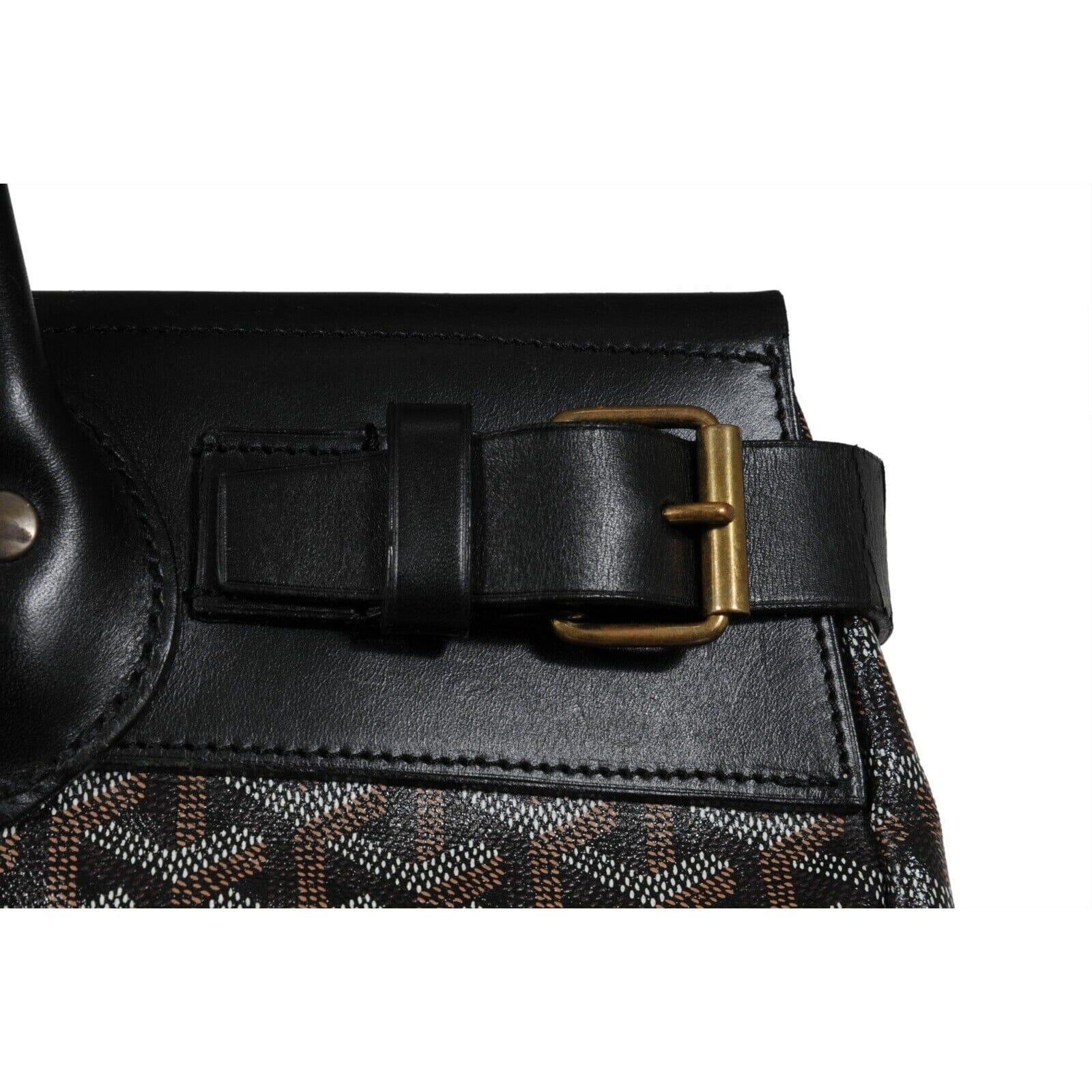 Goyard Steamer GM Black Leather Travel Carry On Weekend Tote Weeekend Duffle Bag For Sale 4