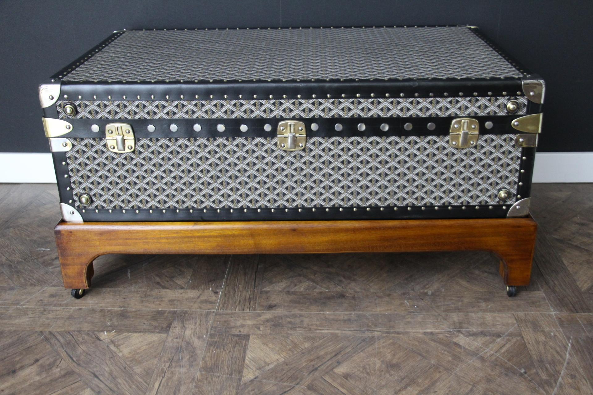 Baúl de vapor Goyard,  Baúl Goyard de 86 cm en lona Chevrons 12