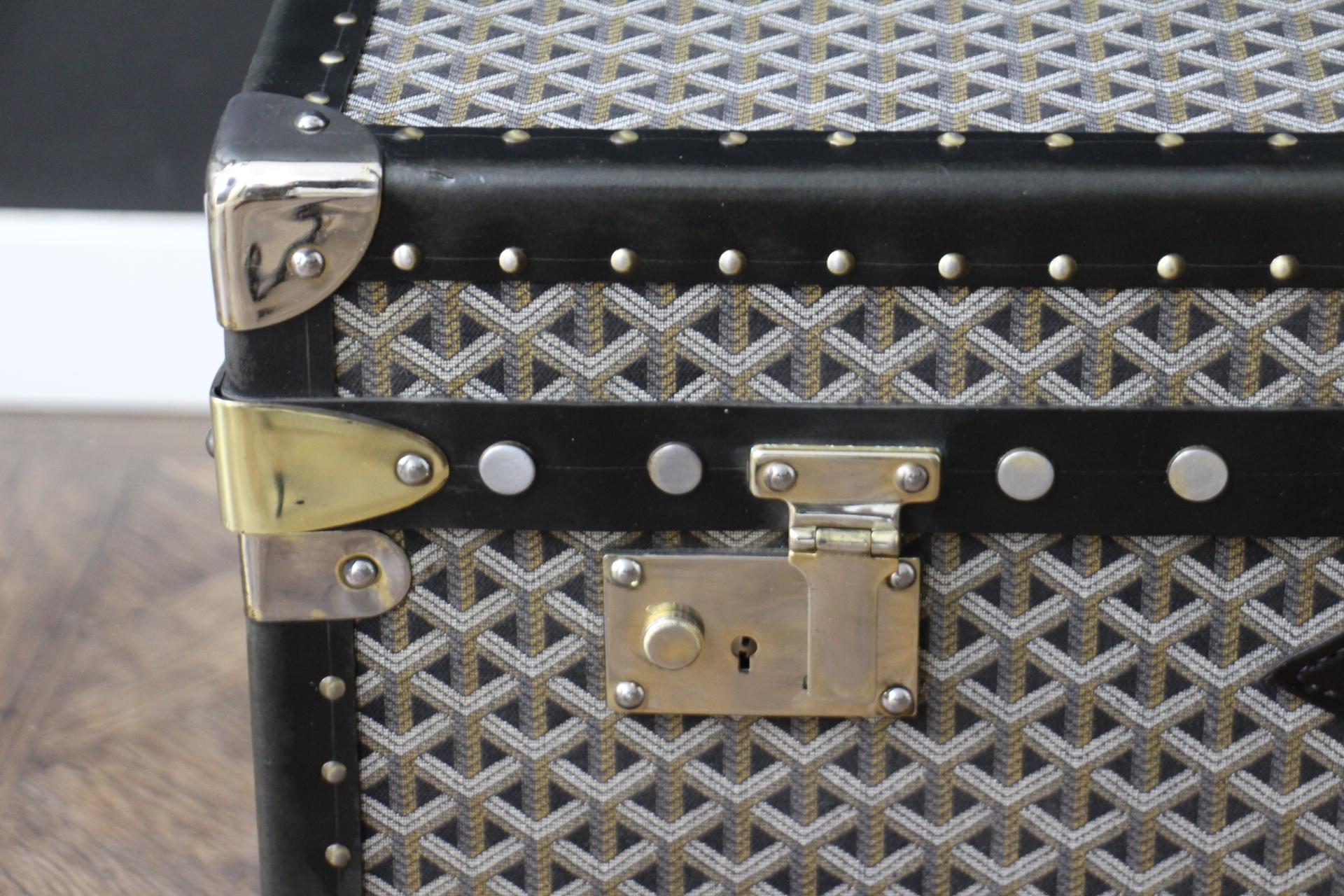 Baúl de vapor Goyard,  Baúl Goyard de 86 cm en lona Chevrons Francés