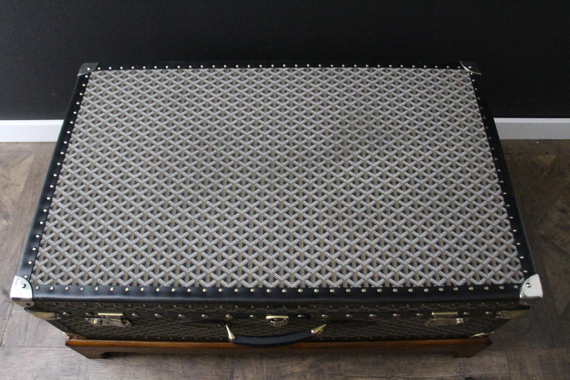 Baúl de vapor Goyard,  Baúl Goyard de 86 cm en lona Chevrons Latón