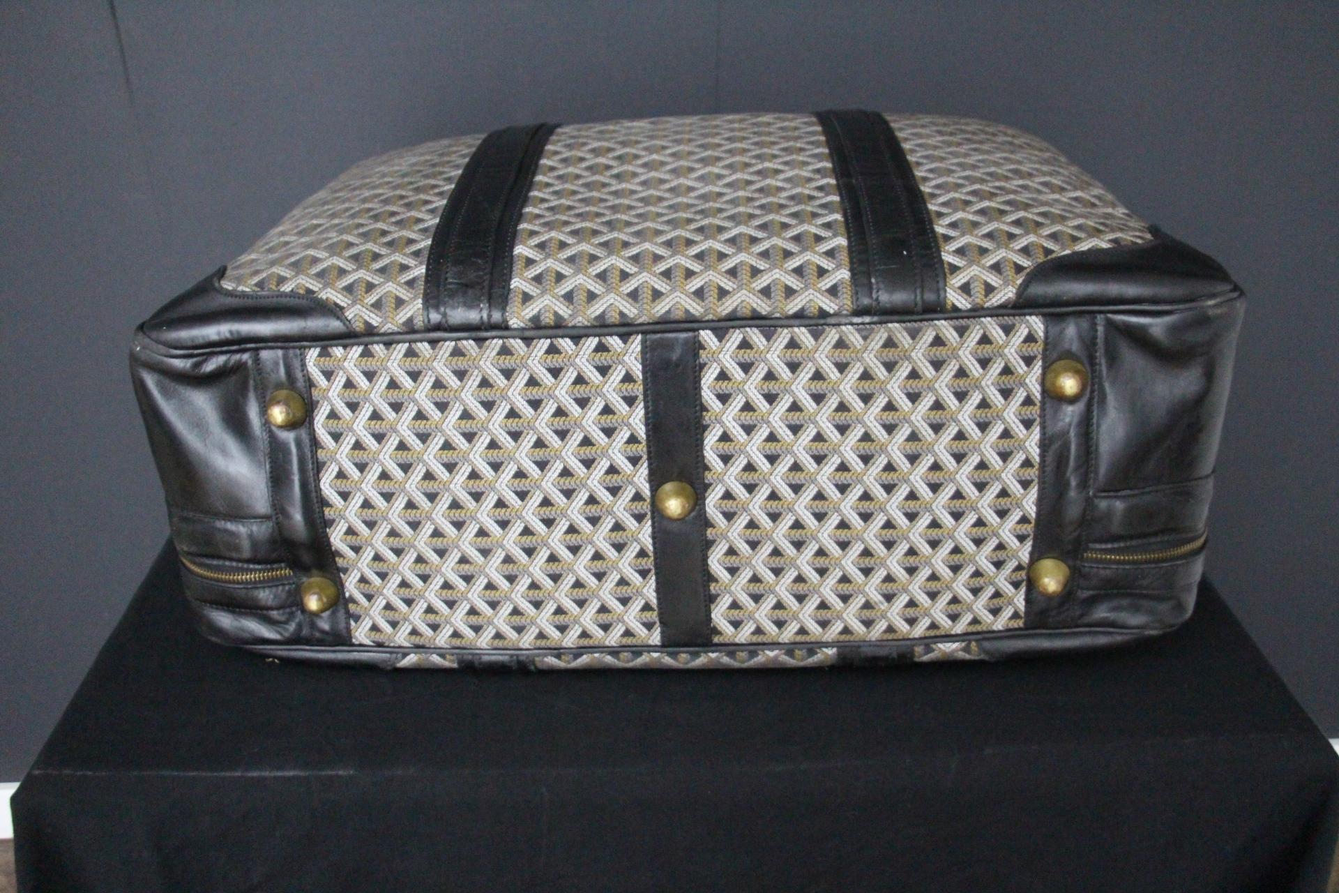 Goyard Suitcase in Woven Canvas, Goyard Steamer Trunk For Sale 8