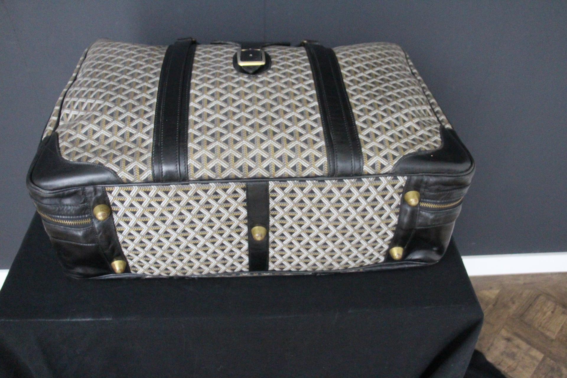 Goyard Suitcase in Woven Canvas, Goyard Steamer Trunk For Sale 11