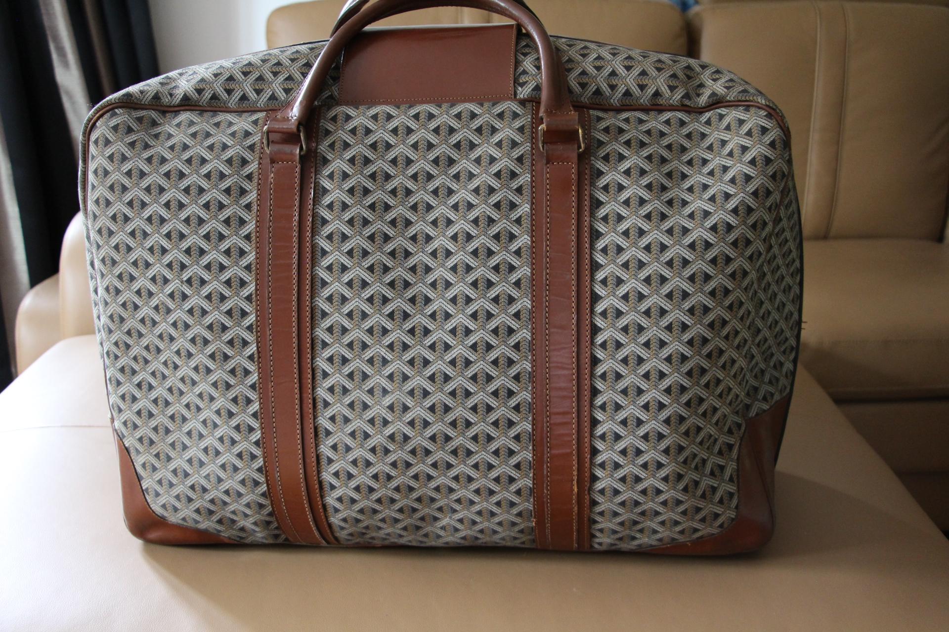 Women's or Men's Goyard Suitcase in Woven Canvas, Goyard Steamer Trunk, Goyard Travel Bag