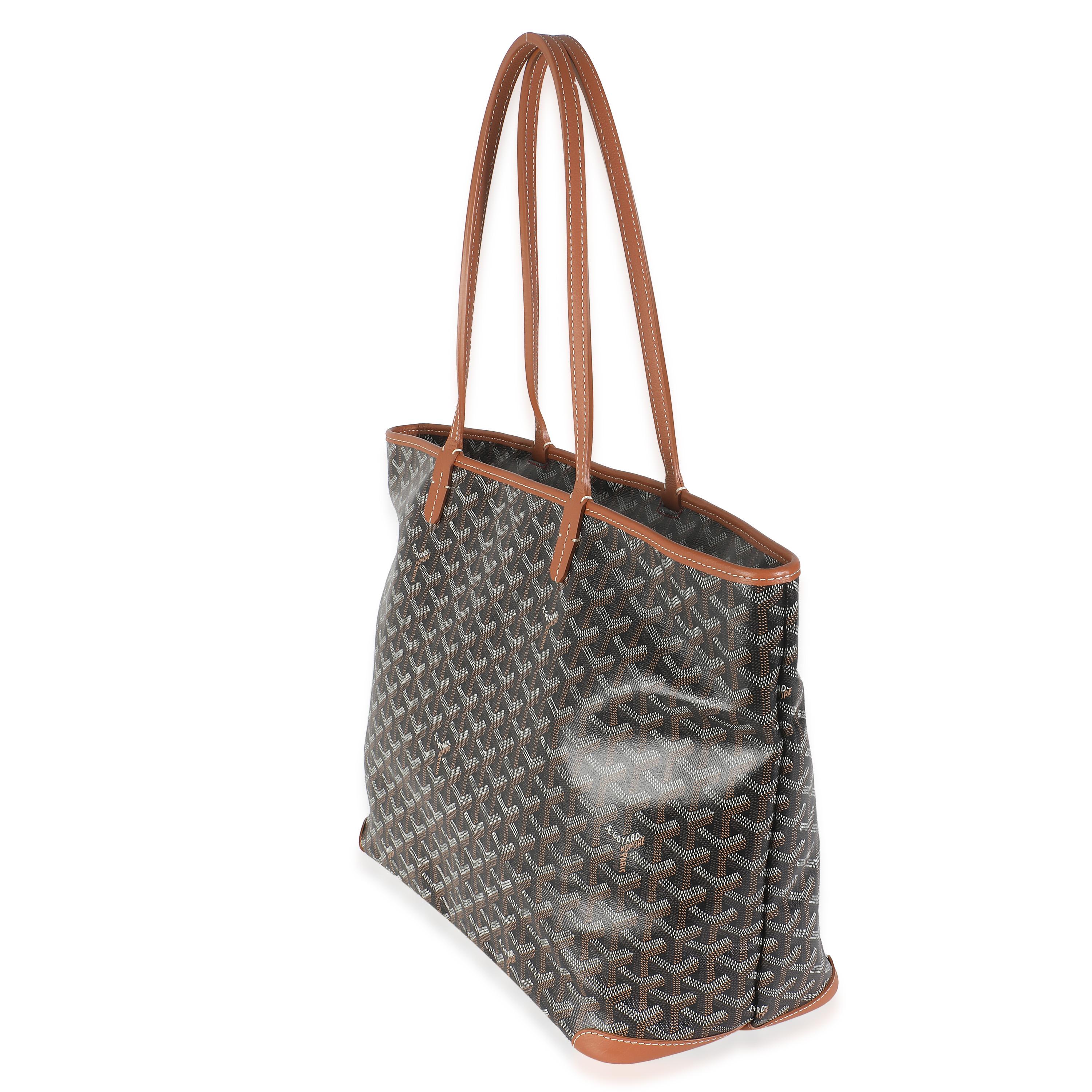 Goyard Tan Black Goyardine Canvas Artois MM In Excellent Condition For Sale In New York, NY