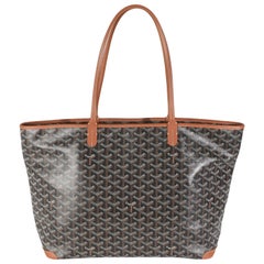 Used Goyard Tan Black Goyardine Canvas Artois MM