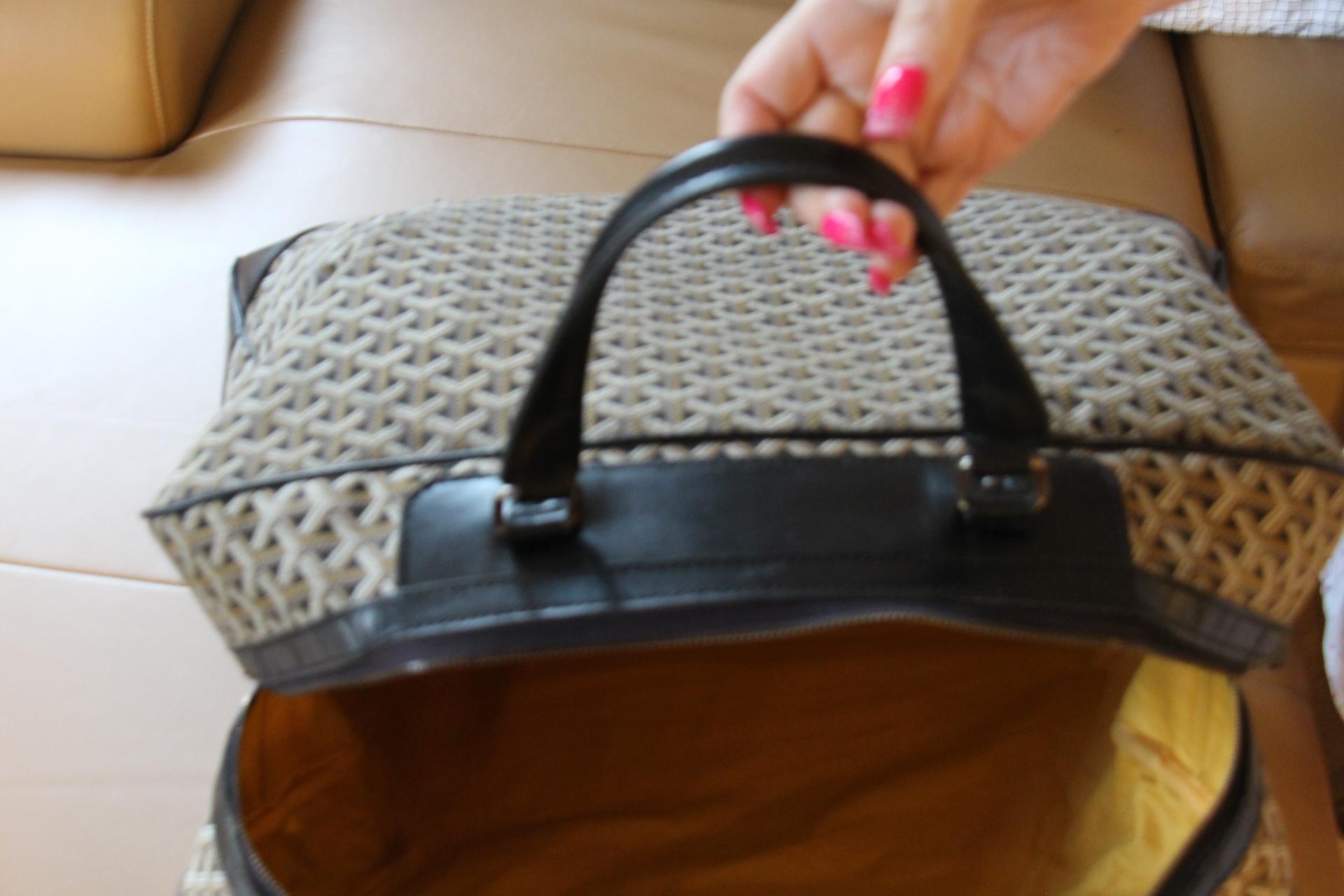Goyard Travel Bag in Chevrons Woven Canvas, Large Goyard Bag For Sale 12