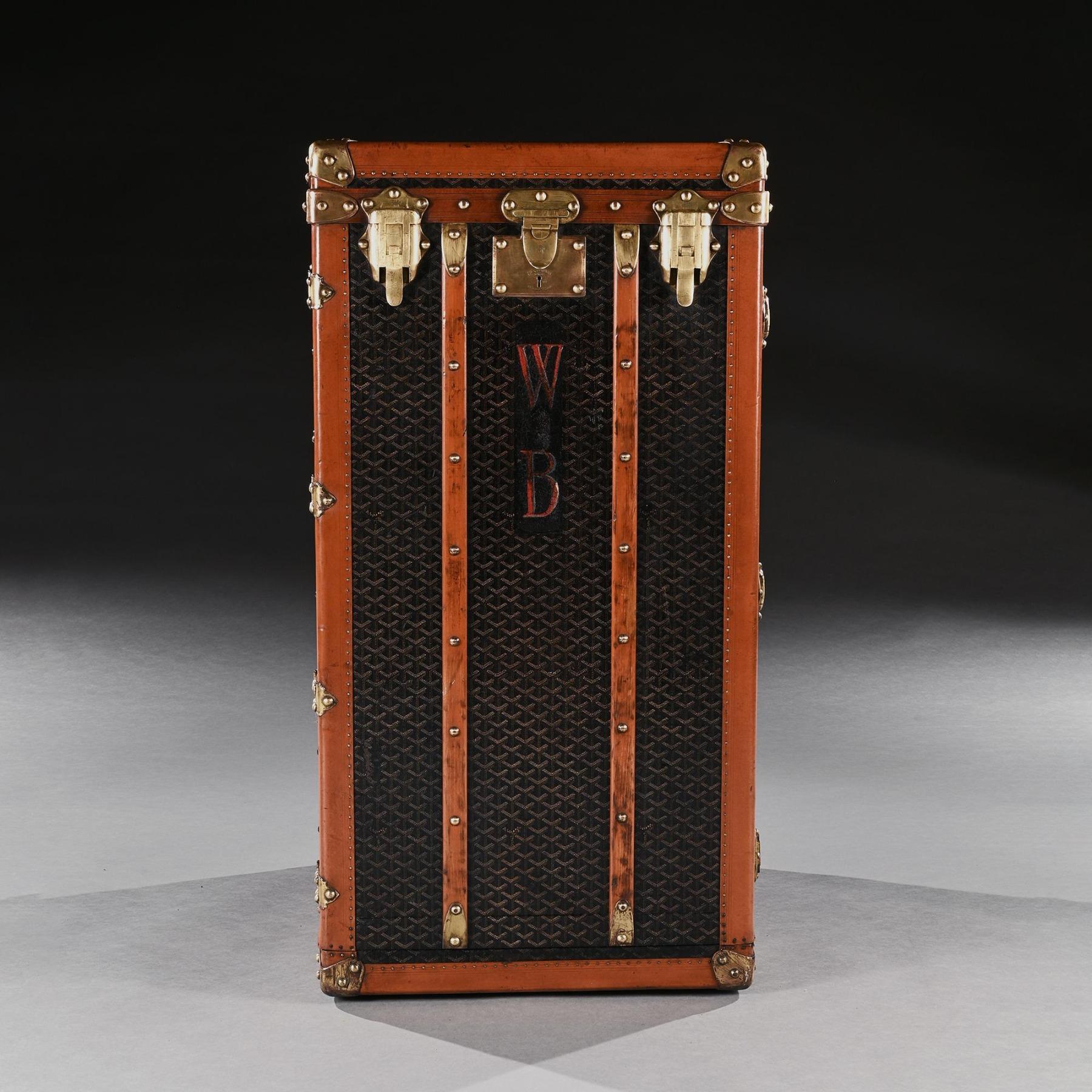 Francese Baule Goyard Un raro baule a vapore o guardaroba dei primi del Novecento di Goyard in vendita