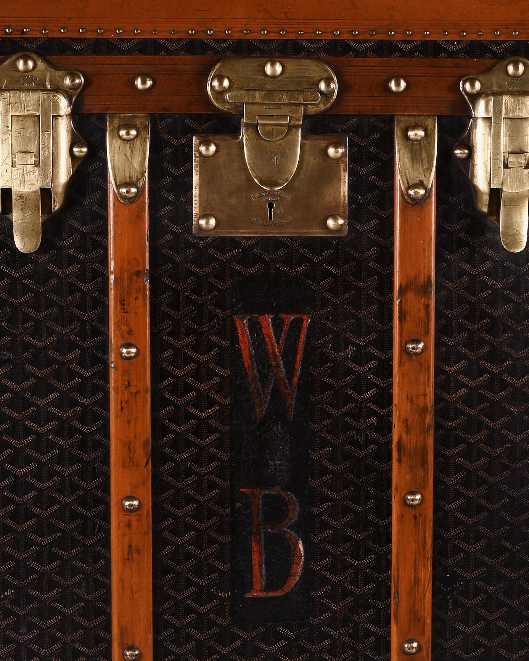 Baule Goyard Un raro baule a vapore o guardaroba dei primi del Novecento di Goyard In condizioni buone in vendita a Benington, Herts